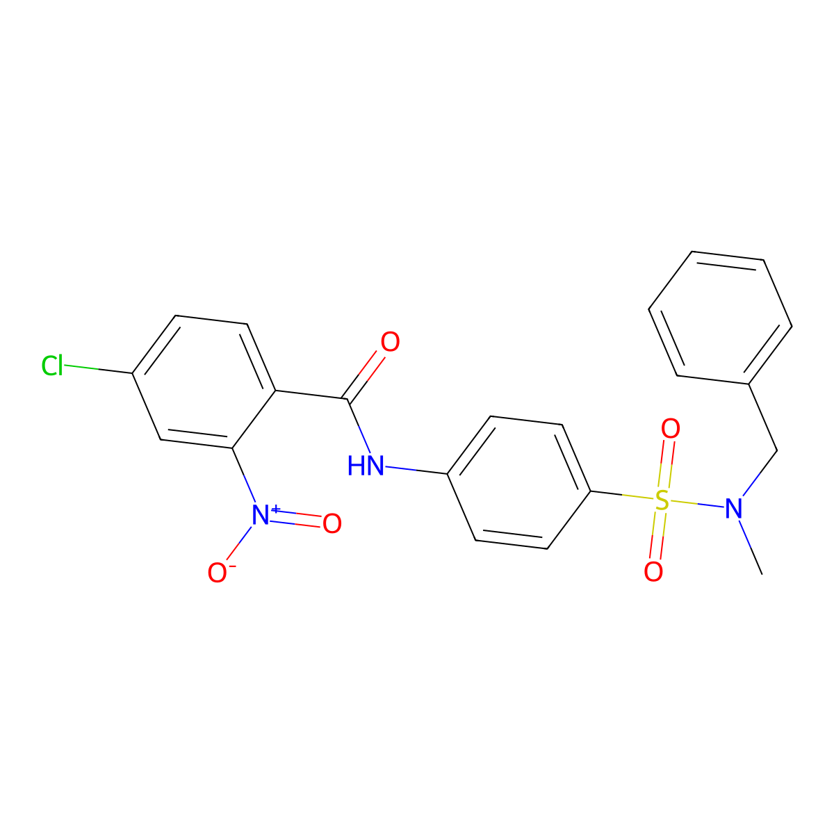 N-[4-[benzyl(methyl)sulfamoyl]phenyl]-4-chloro-2-nitrobenzamide molecular structure, CAS 710975-31-8