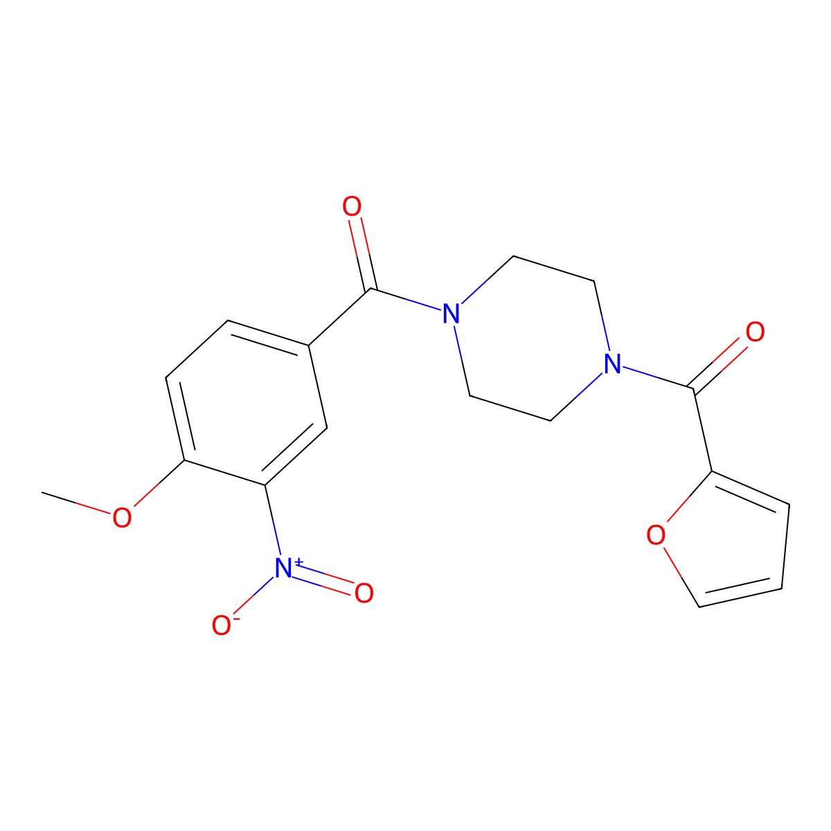 [4-(Furan-2-carbonyl)piperazin-1-yl]-(4-methoxy-3-nitrophenyl)methanone molecular structure, CAS 710976-30-0