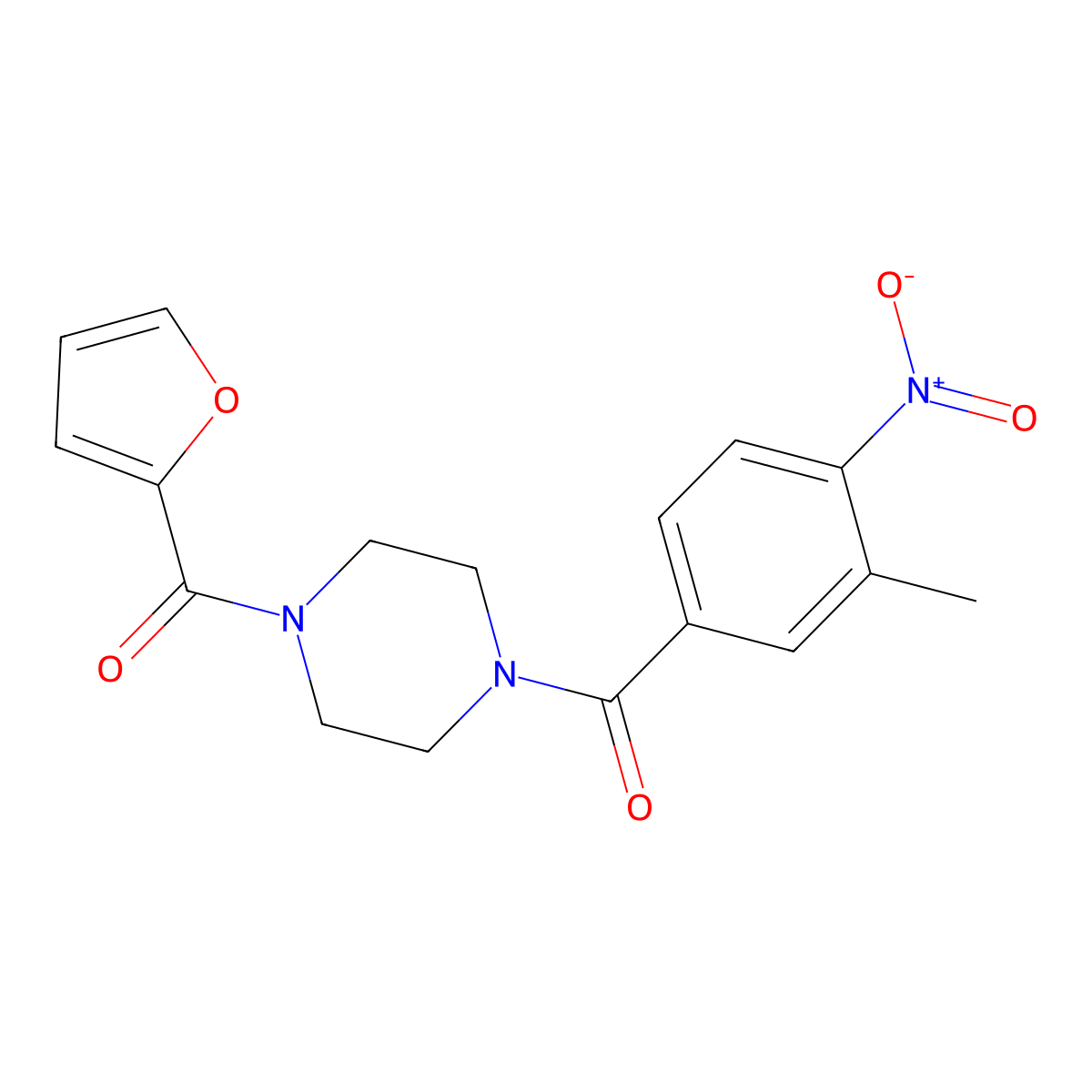 [4-(Furan-2-carbonyl)piperazin-1-yl]-(3-methyl-4-nitrophenyl)methanone molecular structure, CAS 710976-40-2
