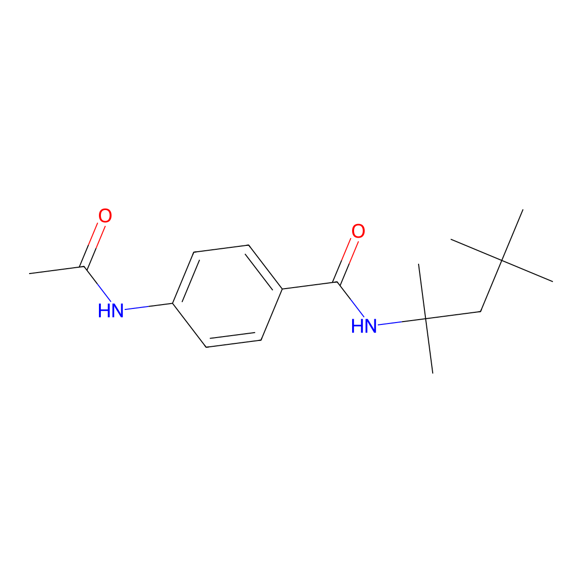4-acetamido-N-(2,4,4-trimethylpentan-2-yl)benzamide molecular structure, CAS 710976-50-4