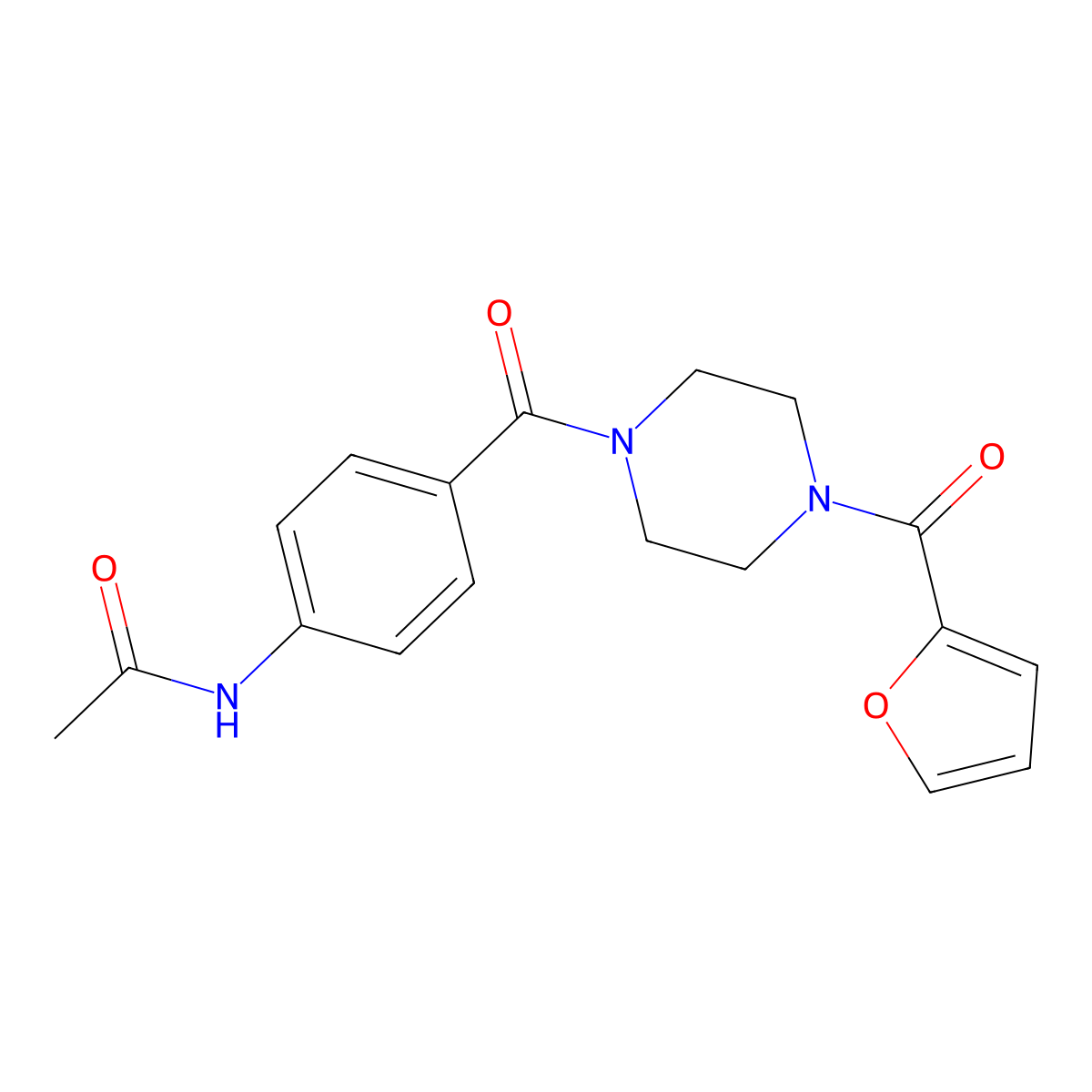 N-[4-[4-(furan-2-carbonyl)piperazine-1-carbonyl]phenyl]acetamide molecular structure, CAS 710976-65-1