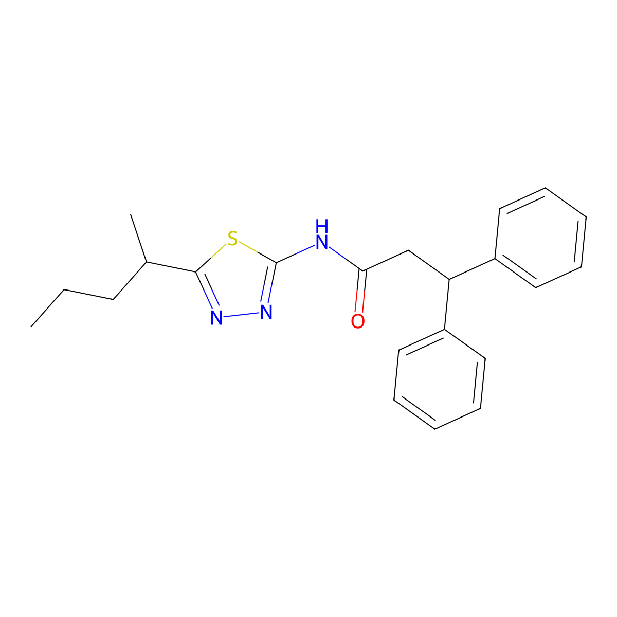 N-[5-(pentan-2-yl)-1,3,4-thiadiazol-2-yl]-3,3-diphenylpropanamide molecular structure, CAS 710976-98-0
