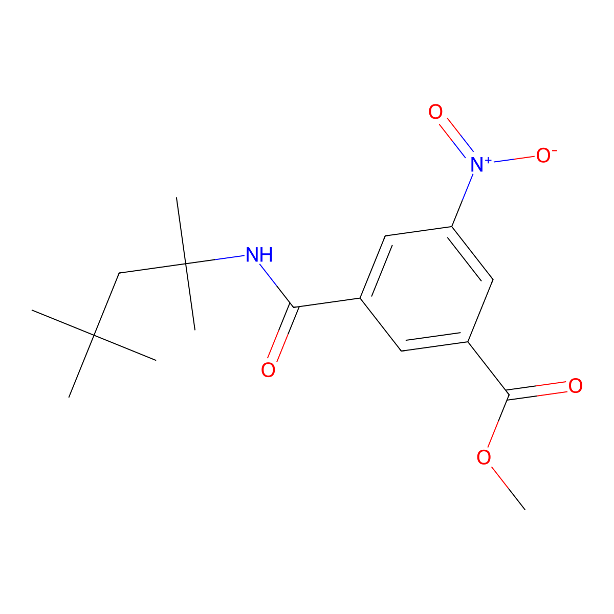 Methyl 3-nitro-5-{[(1,1,3,3-tetramethylbutyl)amino]carbonyl}benzoate molecular structure, CAS 710977-17-6