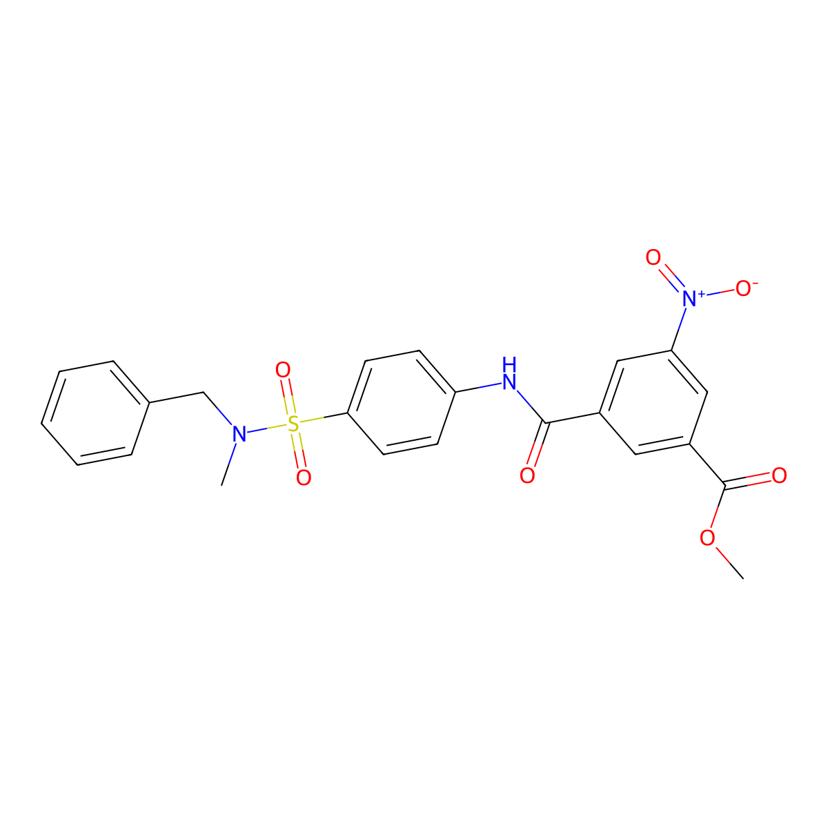 Methyl 3-({4-[benzyl(methyl)sulfamoyl]phenyl}carbamoyl)-5-nitrobenzoate molecular structure, CAS 710977-23-4