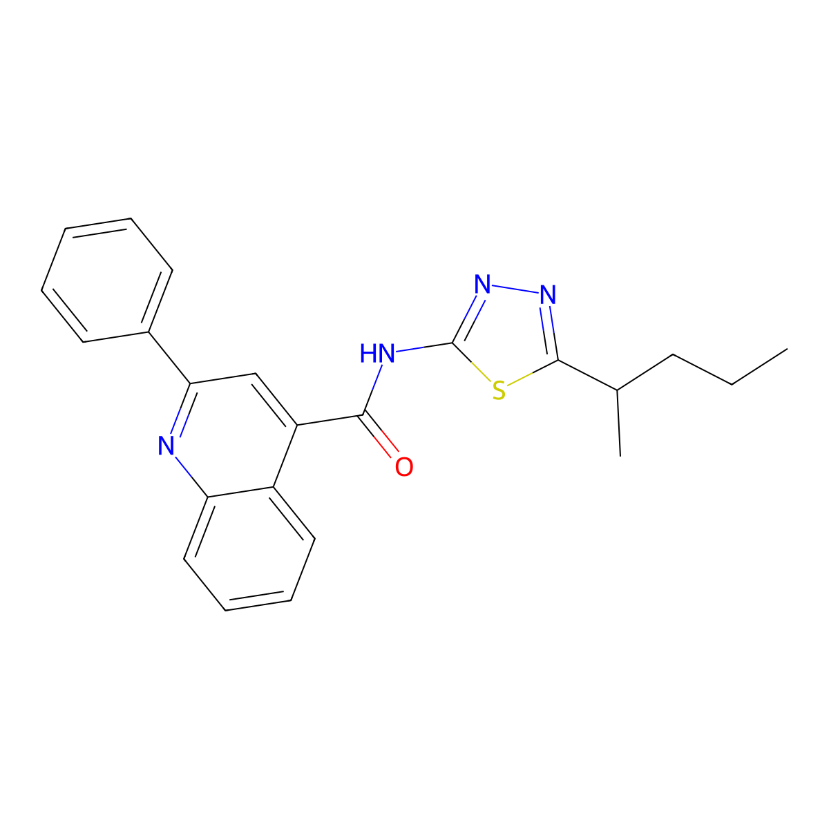 N-(5-pentan-2-yl-1,3,4-thiadiazol-2-yl)-2-phenylquinoline-4-carboxamide molecular structure, CAS 710977-30-3