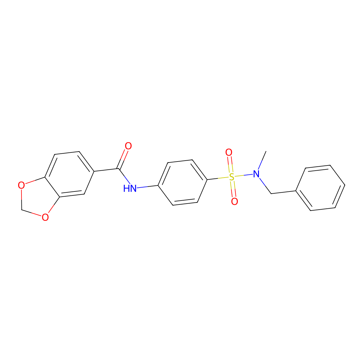 N-[4-[benzyl(methyl)sulfamoyl]phenyl]-1,3-benzodioxole-5-carboxamide molecular structure, CAS 710977-48-3
