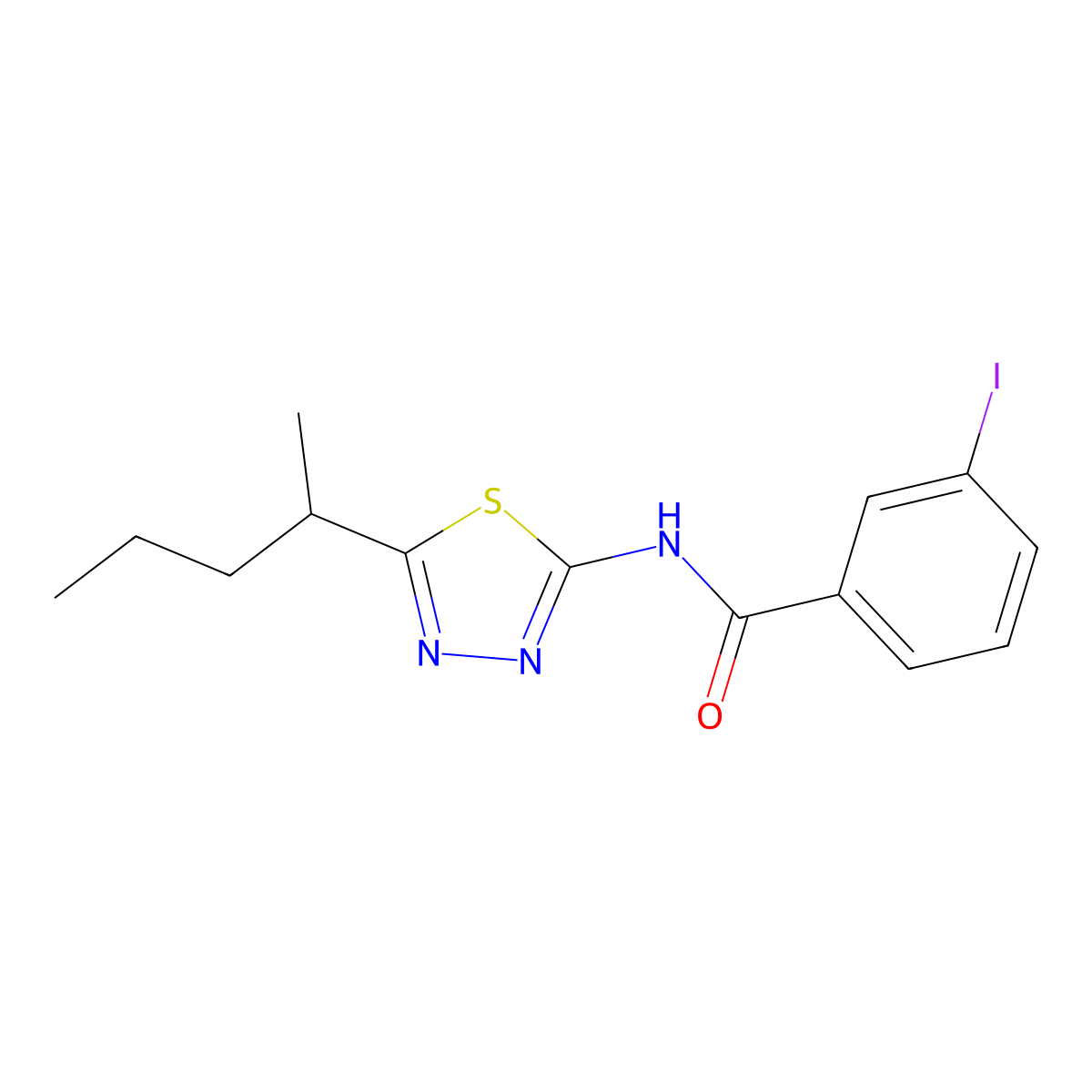 3-iodo-N-(5-pentan-2-yl-1,3,4-thiadiazol-2-yl)benzamide molecular structure, CAS 710977-61-0
