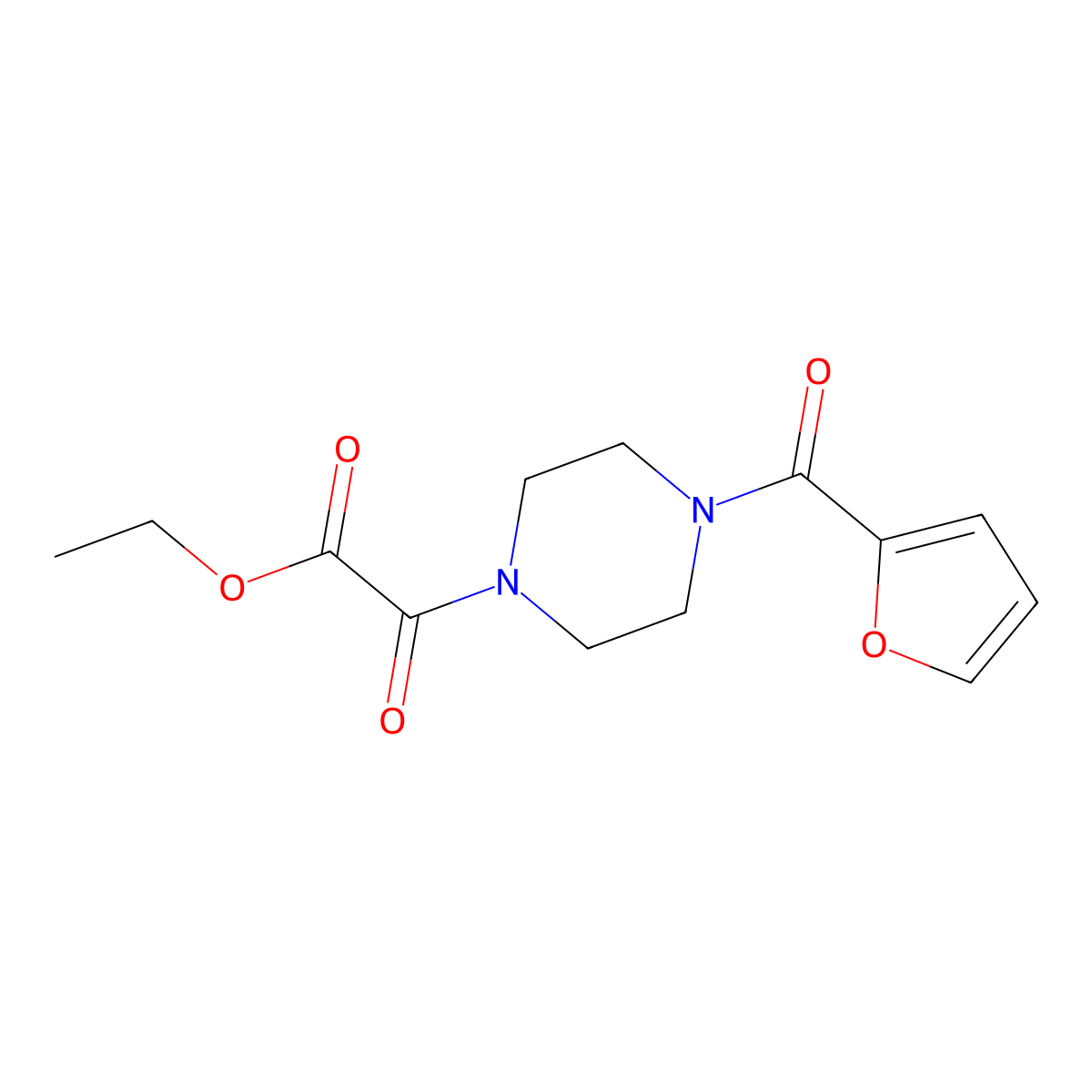 Ethyl 2-(4-(furan-2-carbonyl)piperazin-1-yl)-2-oxoacetate molecular structure, CAS 710977-92-7