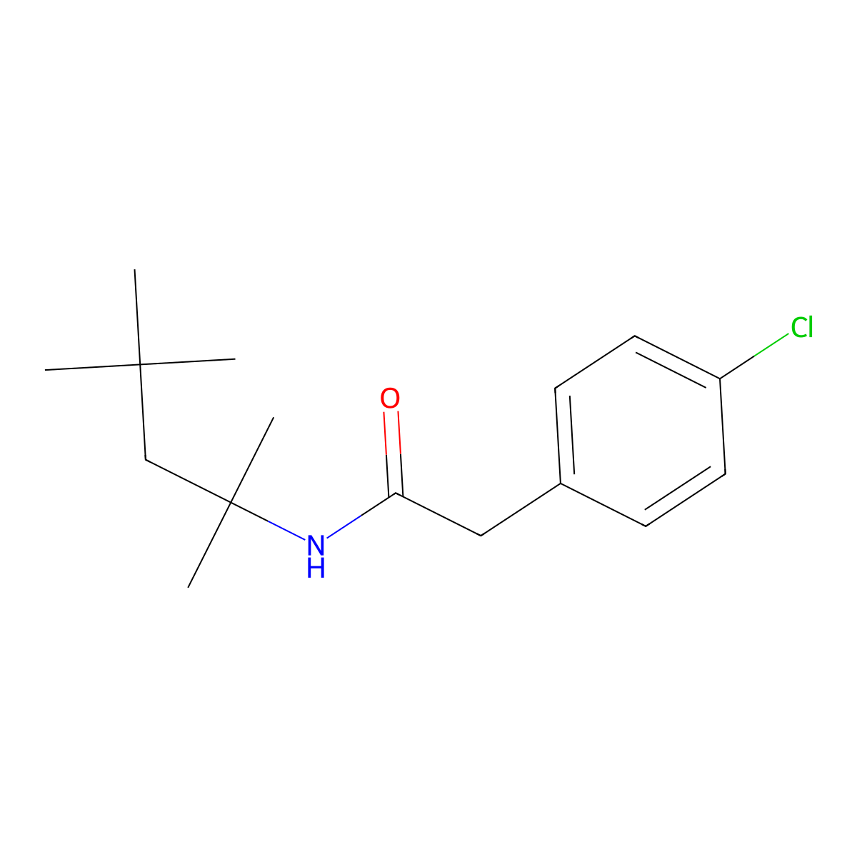 2-(4-chlorophenyl)-N-(2,4,4-trimethylpentan-2-yl)acetamide molecular structure, CAS 710978-07-7