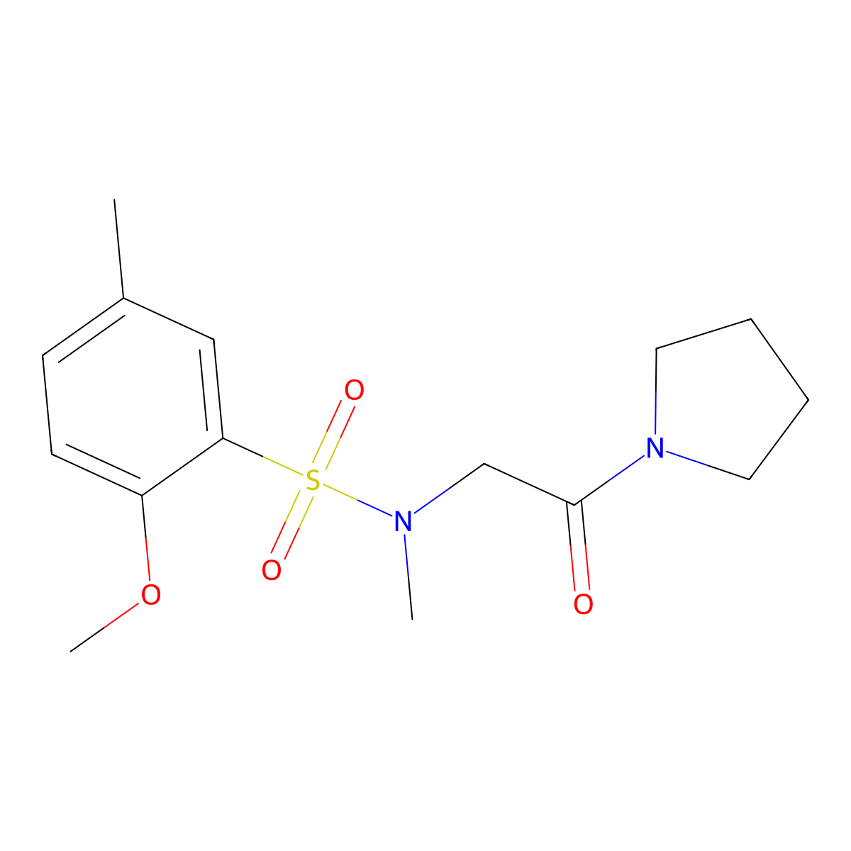2-methoxy-N,5-dimethyl-N-(2-oxo-2-pyrrolidin-1-ylethyl)benzenesulfonamide molecular structure, CAS 710978-28-2