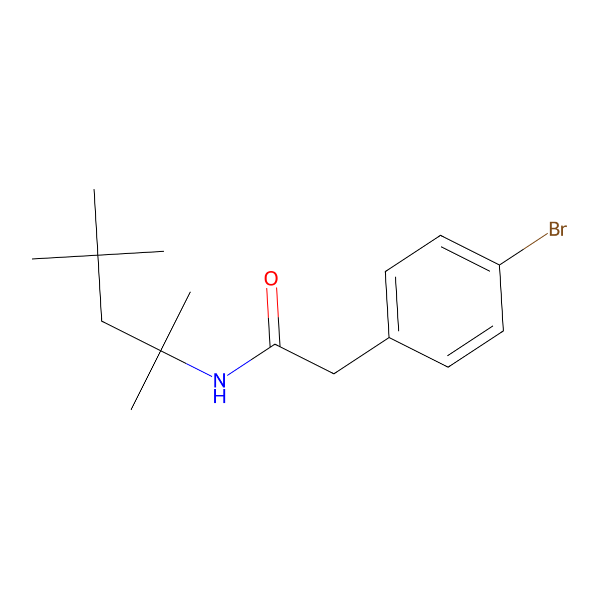 2-(4-bromophenyl)-N-(2,4,4-trimethylpentan-2-yl)acetamide molecular structure, CAS 710978-29-3