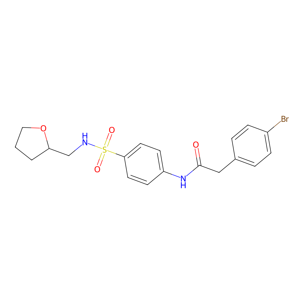 2-(4-bromophenyl)-N-[4-(oxolan-2-ylmethylsulfamoyl)phenyl]acetamide molecular structure, CAS 710978-33-9
