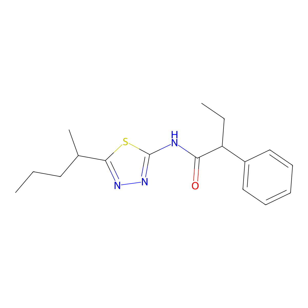 N-[5-(pentan-2-yl)-1,3,4-thiadiazol-2-yl]-2-phenylbutanamide molecular structure, CAS 710978-44-2