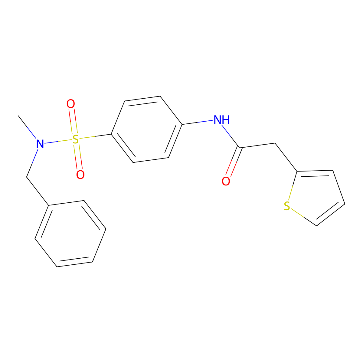 N-[4-[benzyl(methyl)sulfamoyl]phenyl]-2-thiophen-2-ylacetamide molecular structure, CAS 710978-73-7