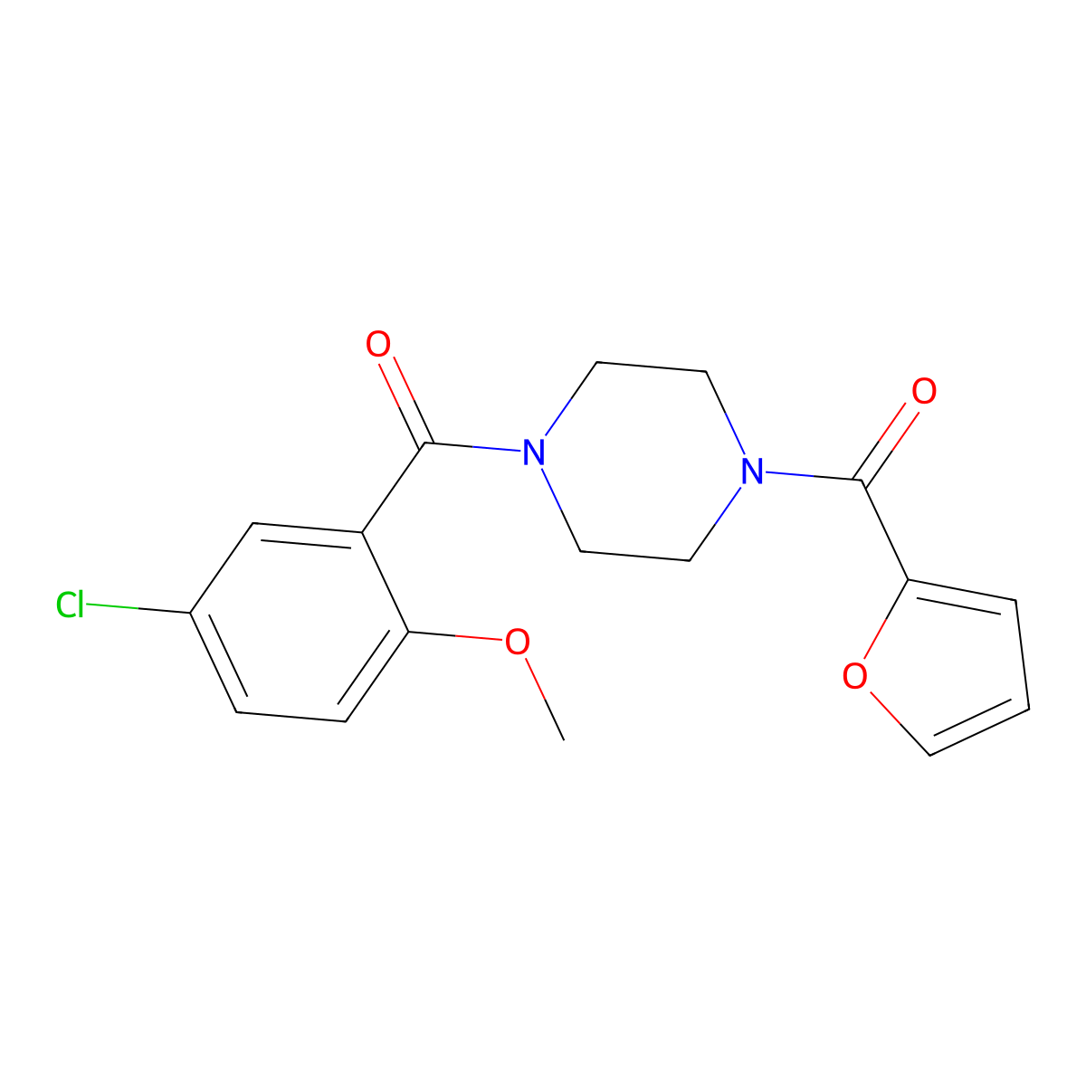 [4-(5-Chloro-2-methoxybenzoyl)piperazin-1-yl]-(furan-2-yl)methanone molecular structure, CAS 710978-93-1