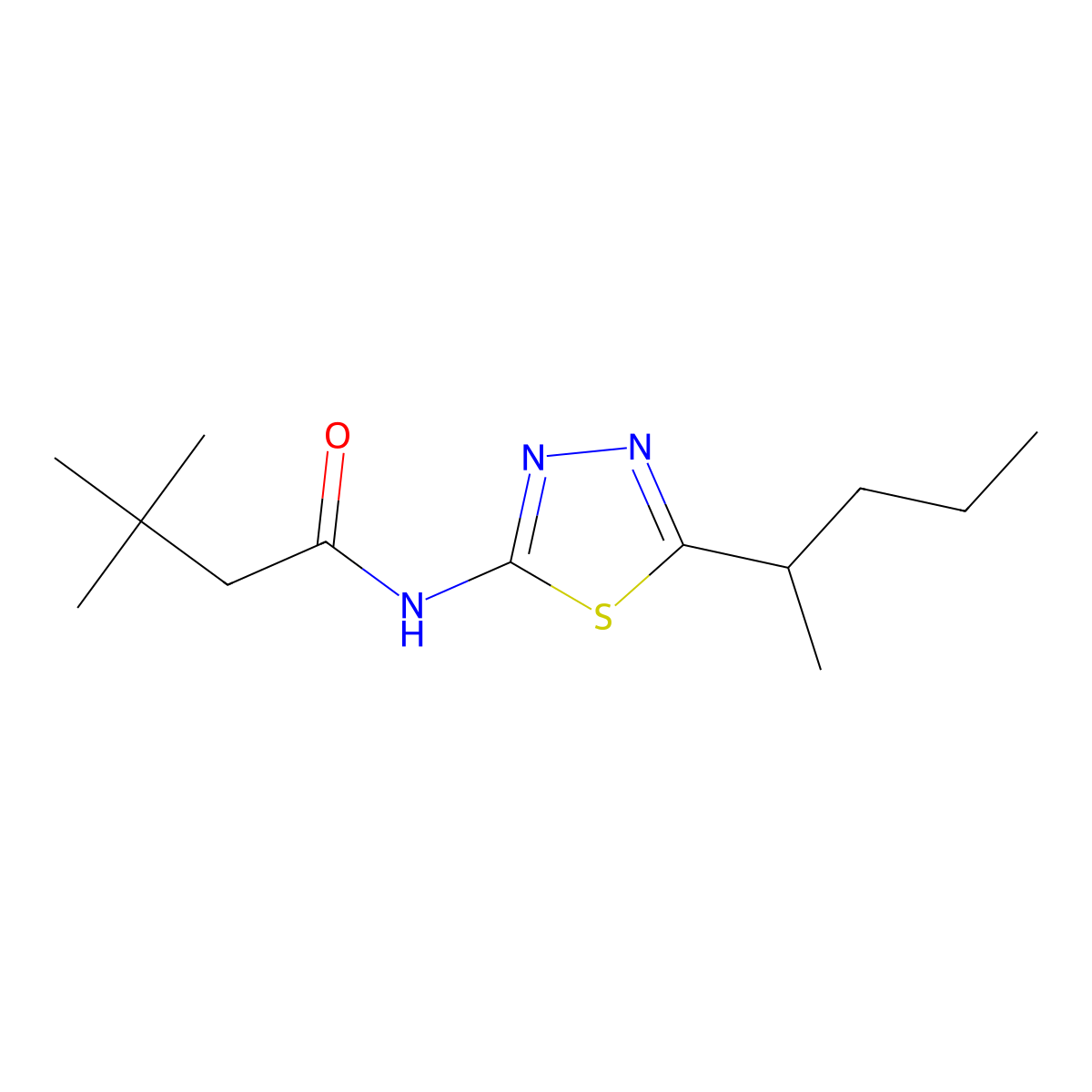 3,3-dimethyl-N-(5-pentan-2-yl-1,3,4-thiadiazol-2-yl)butanamide molecular structure, CAS 710979-09-2