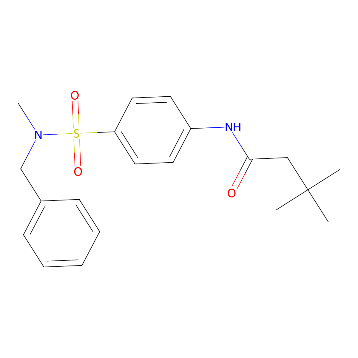 N-[4-[benzyl(methyl)sulfamoyl]phenyl]-3,3-dimethylbutanamide molecular structure, CAS 710979-16-1