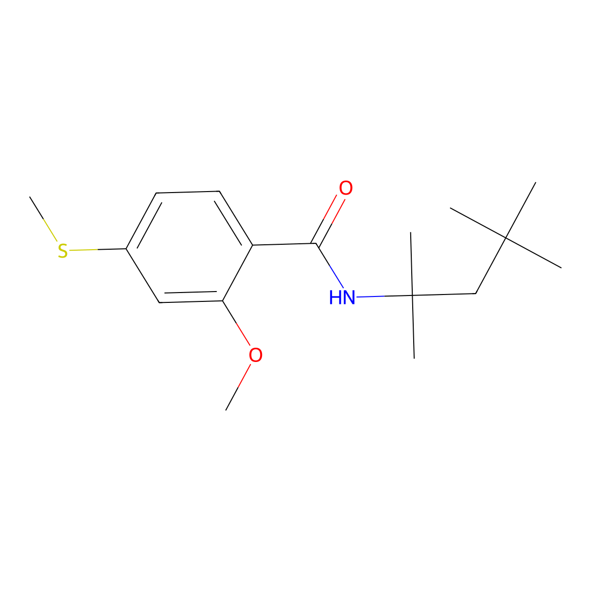 2-methoxy-4-methylsulfanyl-N-(2,4,4-trimethylpentan-2-yl)benzamide molecular structure, CAS 710979-24-1