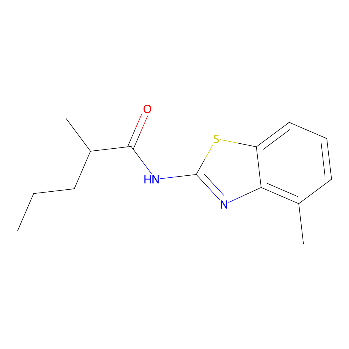 2-methyl-N-(4-methyl-1,3-benzothiazol-2-yl)pentanamide molecular structure, CAS 710979-33-2