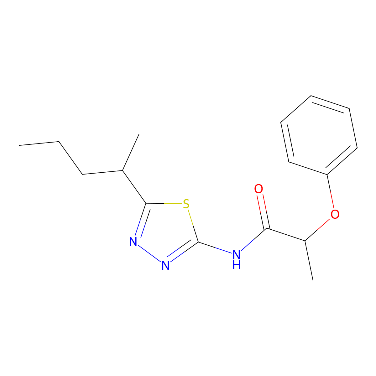 N-[5-(pentan-2-yl)-1,3,4-thiadiazol-2-yl]-2-phenoxypropanamide molecular structure, CAS 710979-43-4