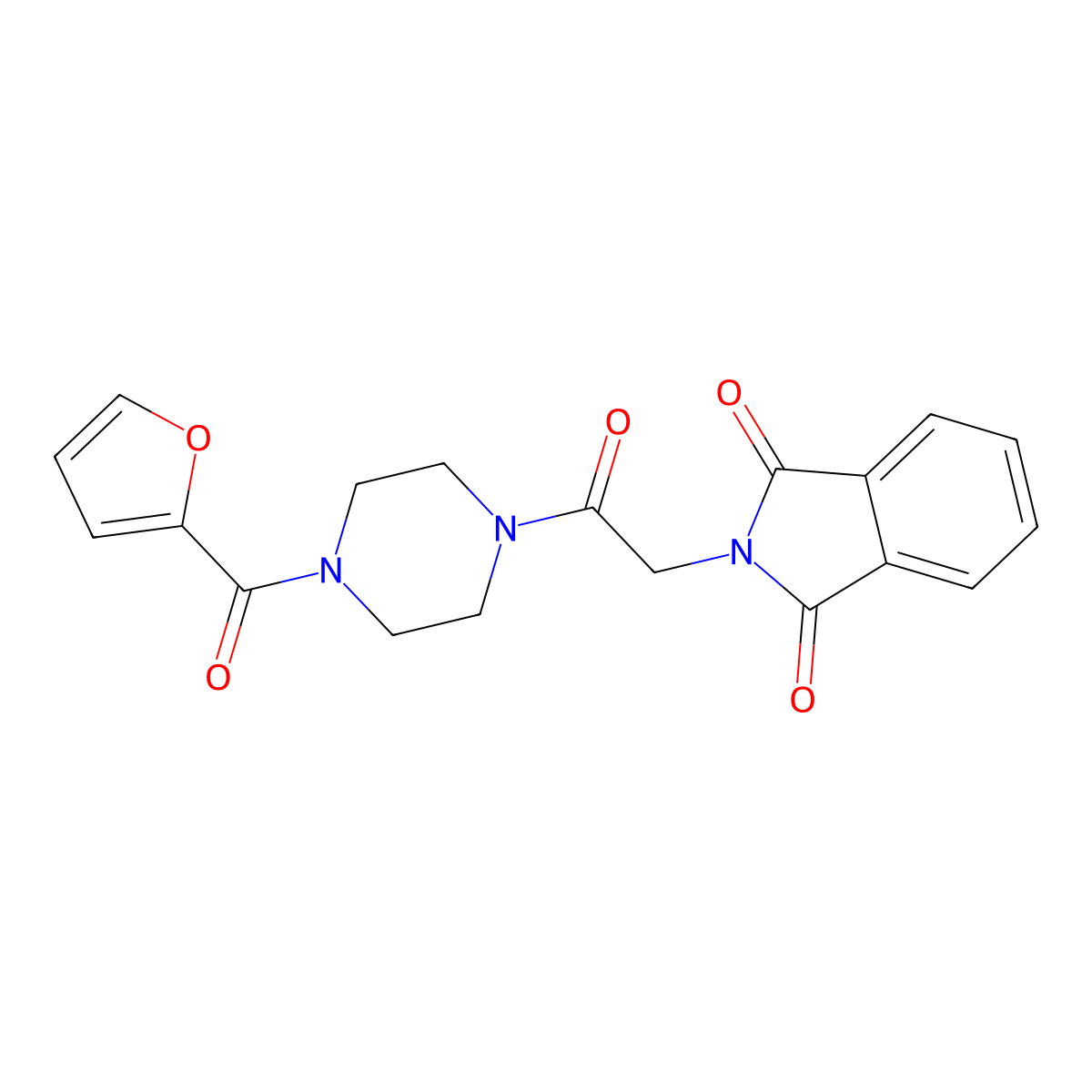 2-[2-[4-(Furan-2-carbonyl)piperazin-1-yl]-2-oxoethyl]isoindole-1,3-dione molecular structure, CAS 710979-59-2