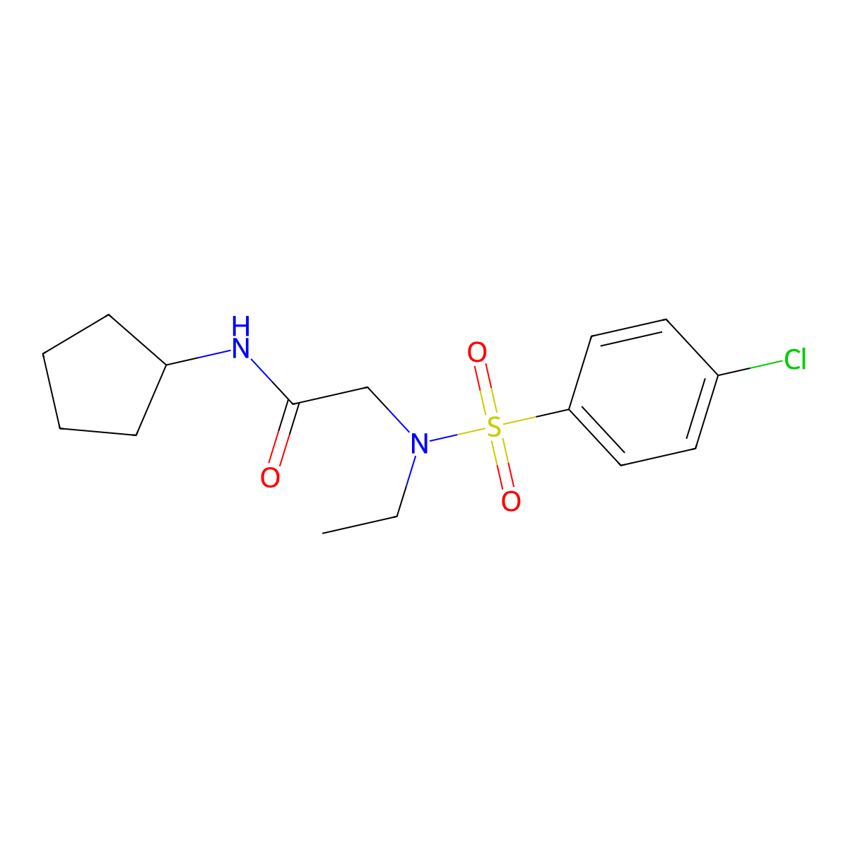 2-[(4-chlorophenyl)sulfonyl-ethylamino]-N-cyclopentylacetamide molecular structure, CAS 710979-66-1