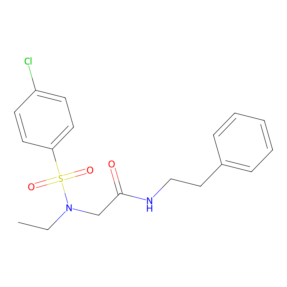 N~2~-[(4-chlorophenyl)sulfonyl]-N~2~-ethyl-N-(2-phenylethyl)glycinamide molecular structure, CAS 710979-70-7