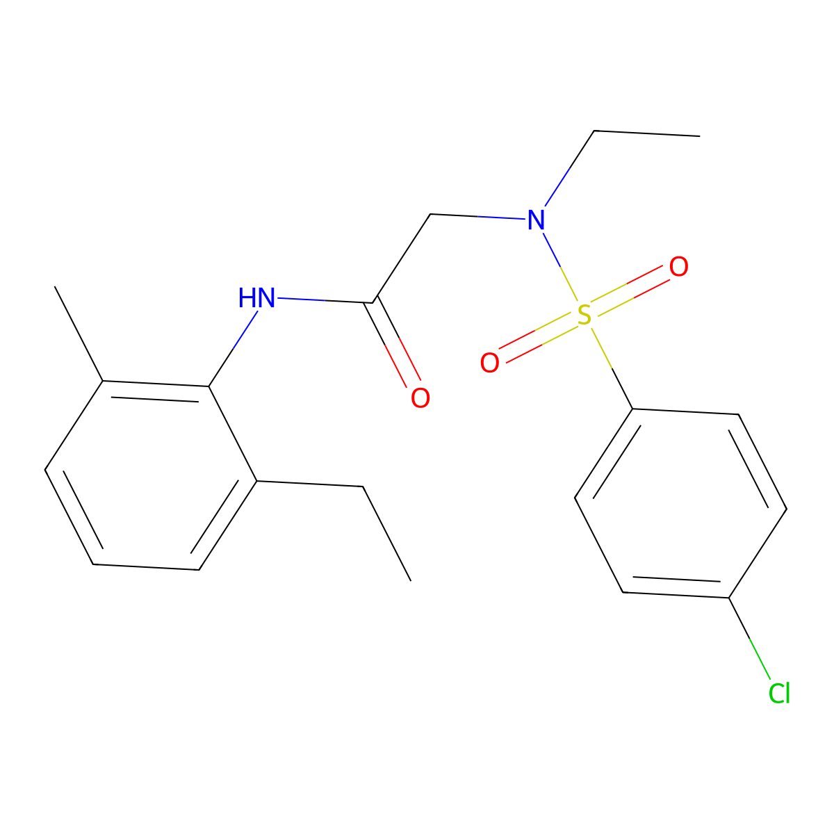 2-[(4-chlorophenyl)sulfonyl-ethylamino]-N-(2-ethyl-6-methylphenyl)acetamide molecular structure, CAS 710979-78-5
