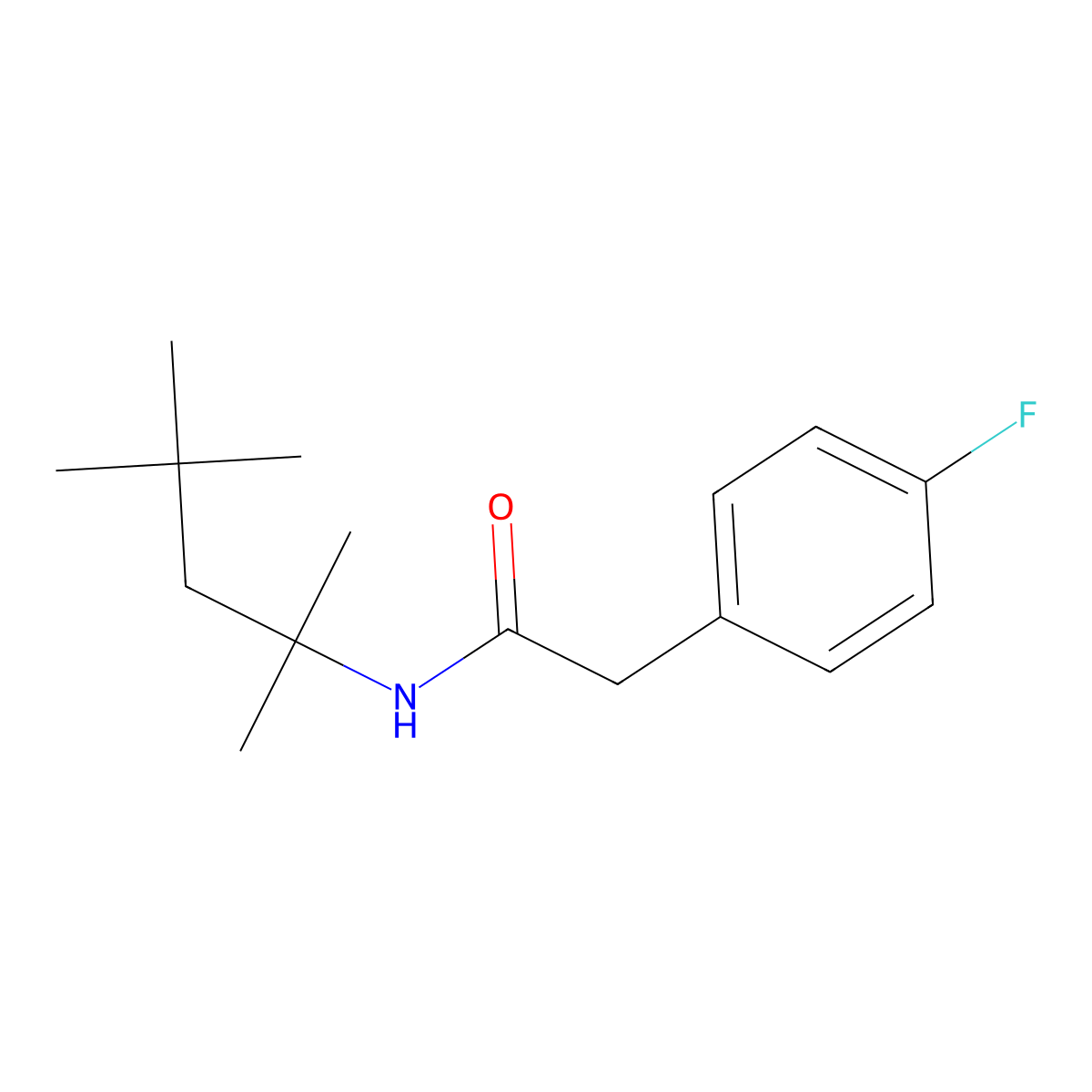 2-(4-fluorophenyl)-N-(2,4,4-trimethylpentan-2-yl)acetamide molecular structure, CAS 710979-79-6