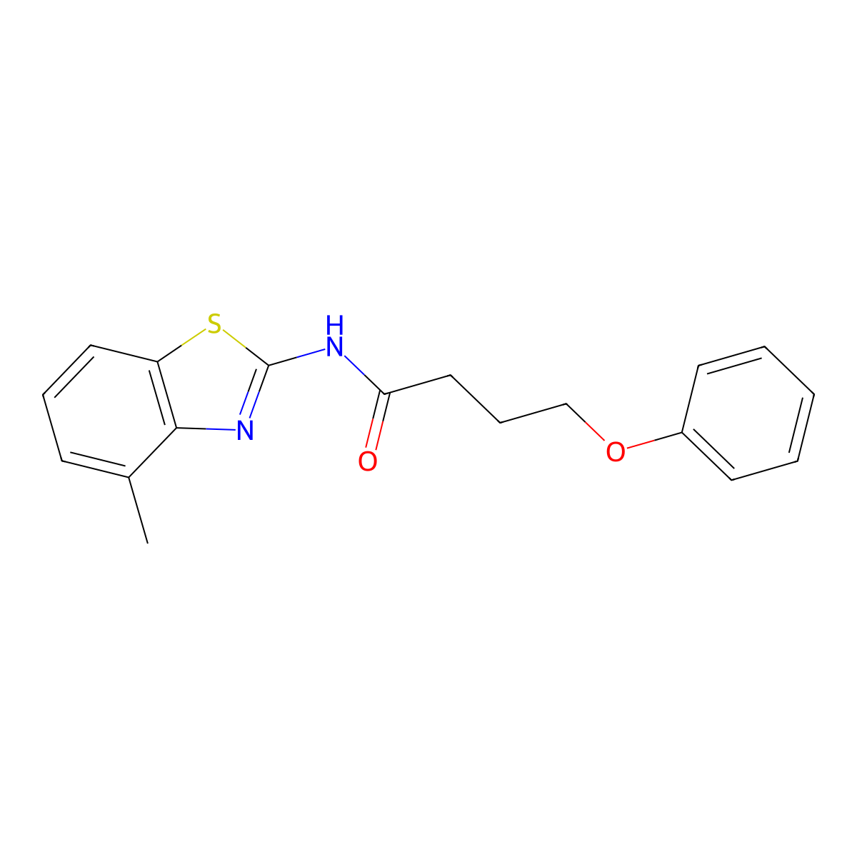 N-(4-methyl-1,3-benzothiazol-2-yl)-4-phenoxybutanamide molecular structure, CAS 710980-01-1