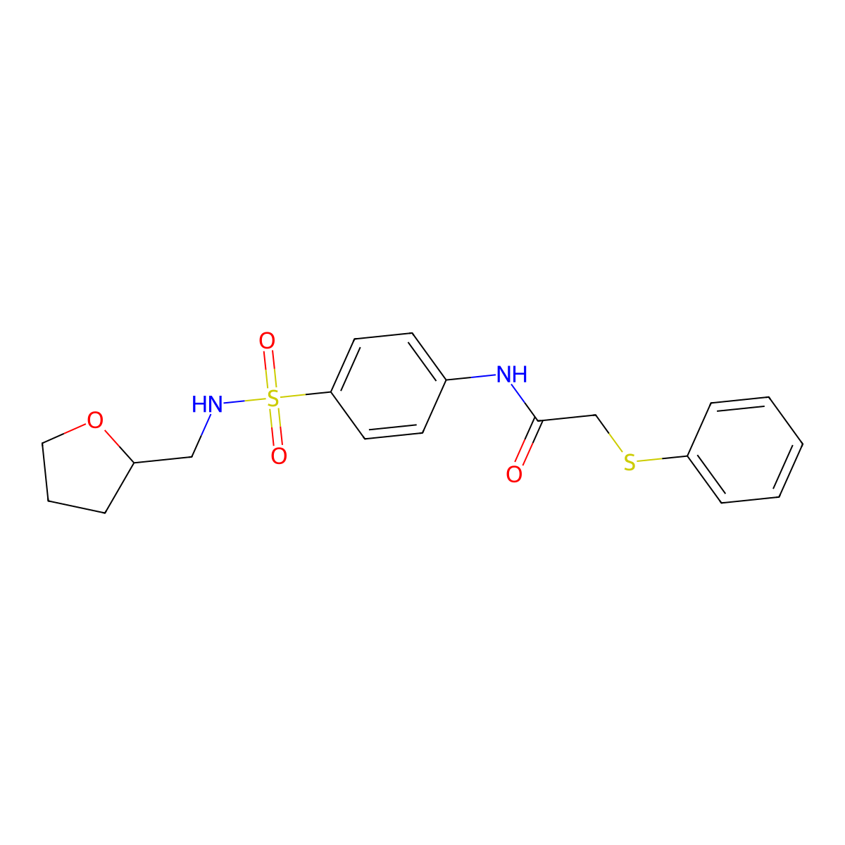 N-[4-(oxolan-2-ylmethylsulfamoyl)phenyl]-2-phenylsulfanylacetamide molecular structure, CAS 710980-21-5