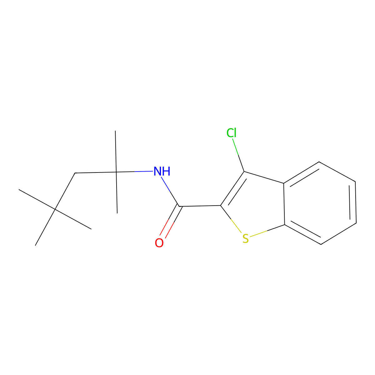 3-chloro-N-(2,4,4-trimethylpentan-2-yl)-1-benzothiophene-2-carboxamide molecular structure, CAS 710980-73-7