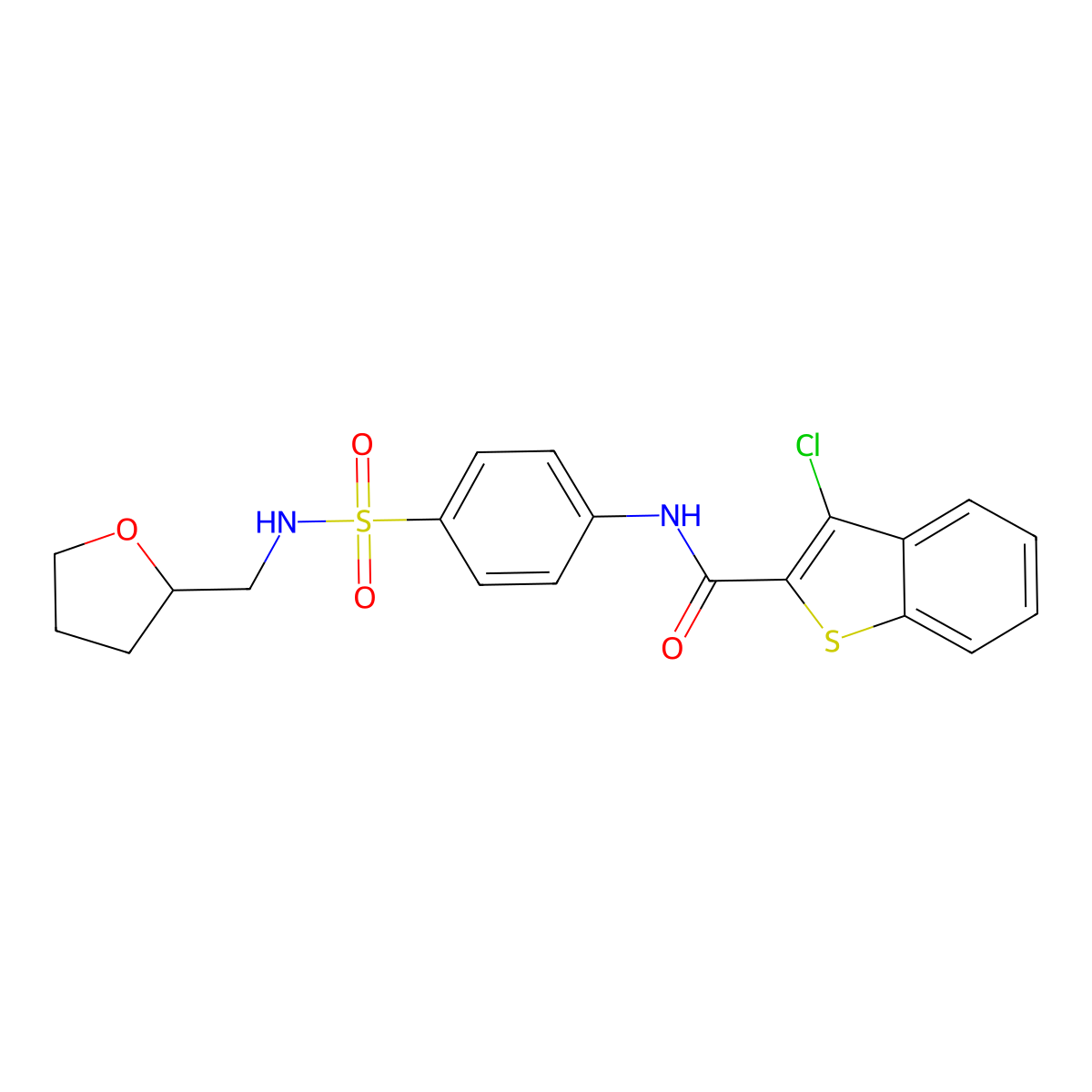 3-chloro-N-[4-(oxolan-2-ylmethylsulfamoyl)phenyl]-1-benzothiophene-2-carboxamide molecular structure, CAS 710980-83-9