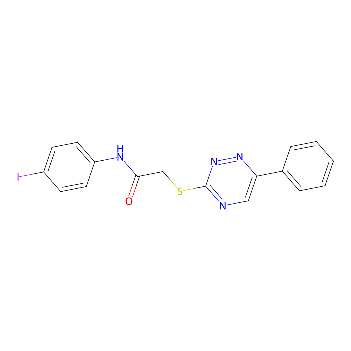 N-(4-iodophenyl)-2-[(6-phenyl-1,2,4-triazin-3-yl)sulfanyl]acetamide molecular structure, CAS 710981-59-2