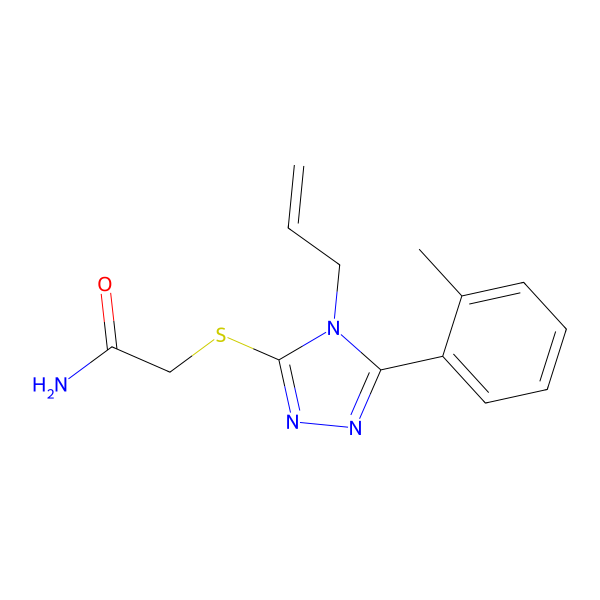 2-[[5-(2-Methylphenyl)-4-prop-2-enyl-1,2,4-triazol-3-yl]sulfanyl]acetamide molecular structure, CAS 710981-60-5