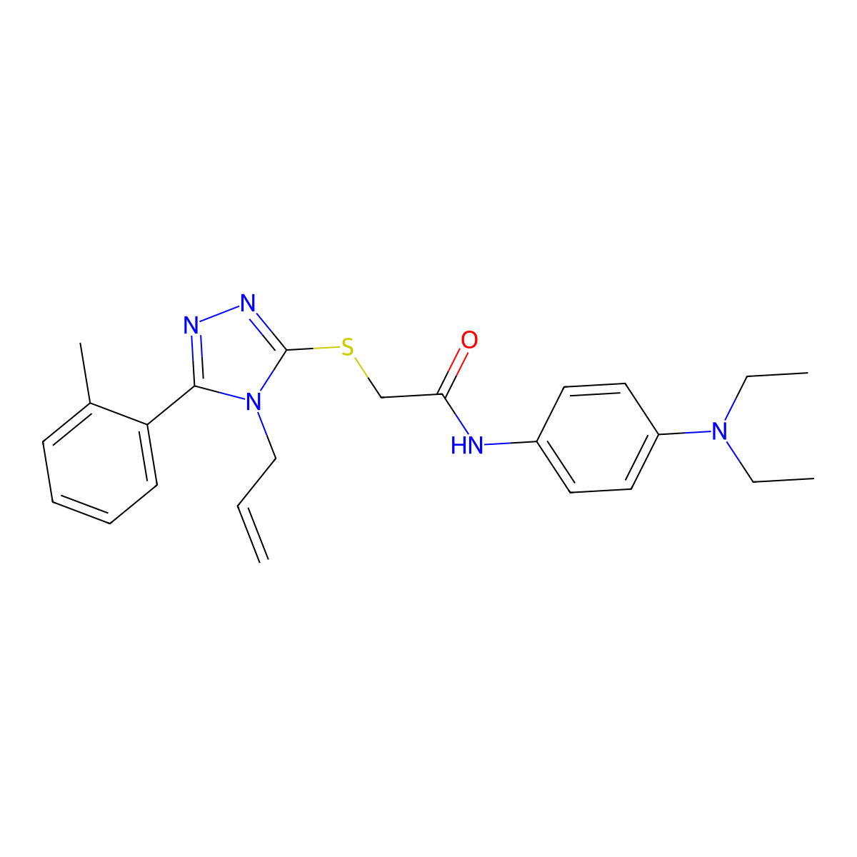 N-[4-(diethylamino)phenyl]-2-[[5-(2-methylphenyl)-4-prop-2-enyl-1,2,4-triazol-3-yl]sulfanyl]acetamide molecular structure, CAS 710981-66-1