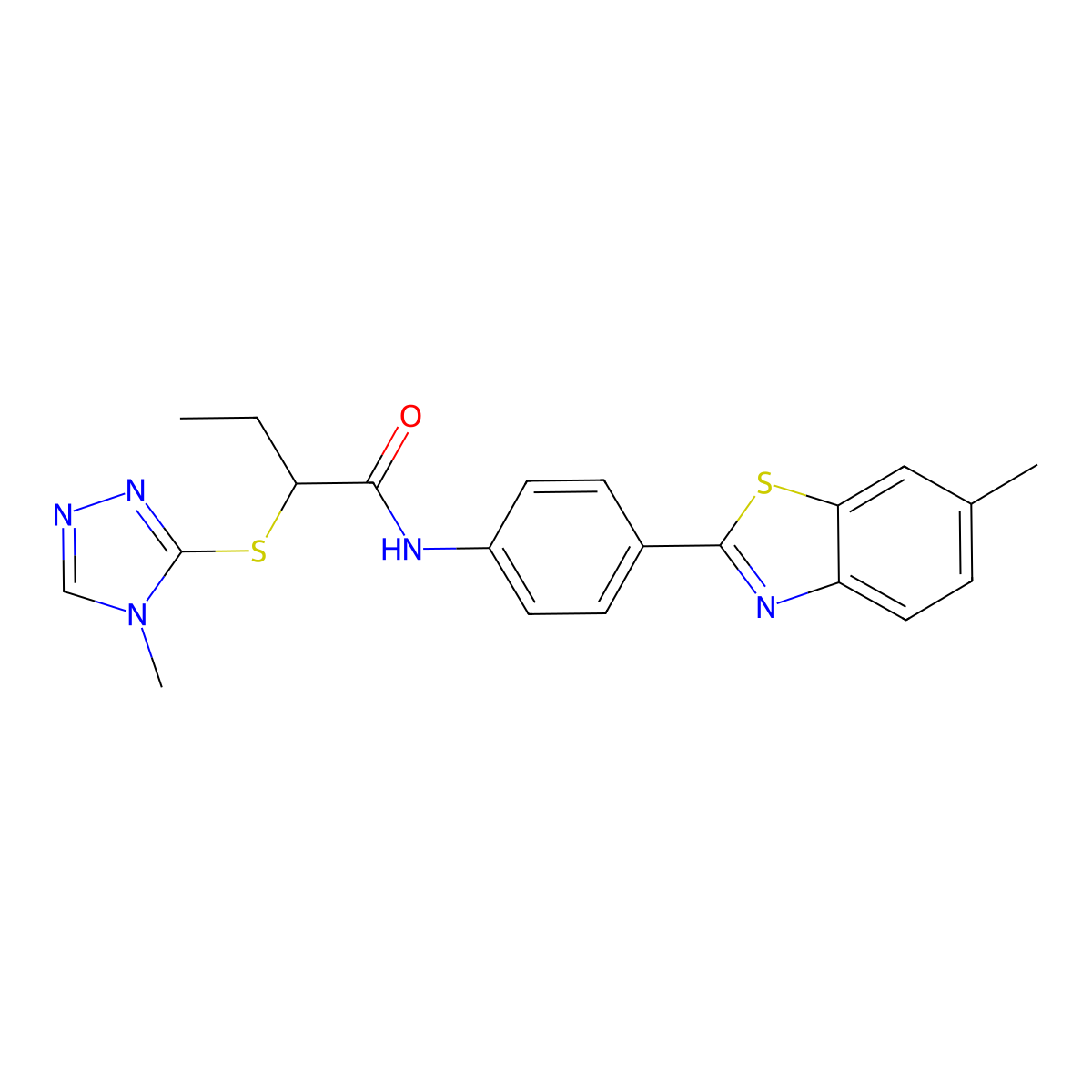 N-[4-(6-methyl-1,3-benzothiazol-2-yl)phenyl]-2-[(4-methyl-1,2,4-triazol-3-yl)sulfanyl]butanamide molecular structure, CAS 710981-94-5