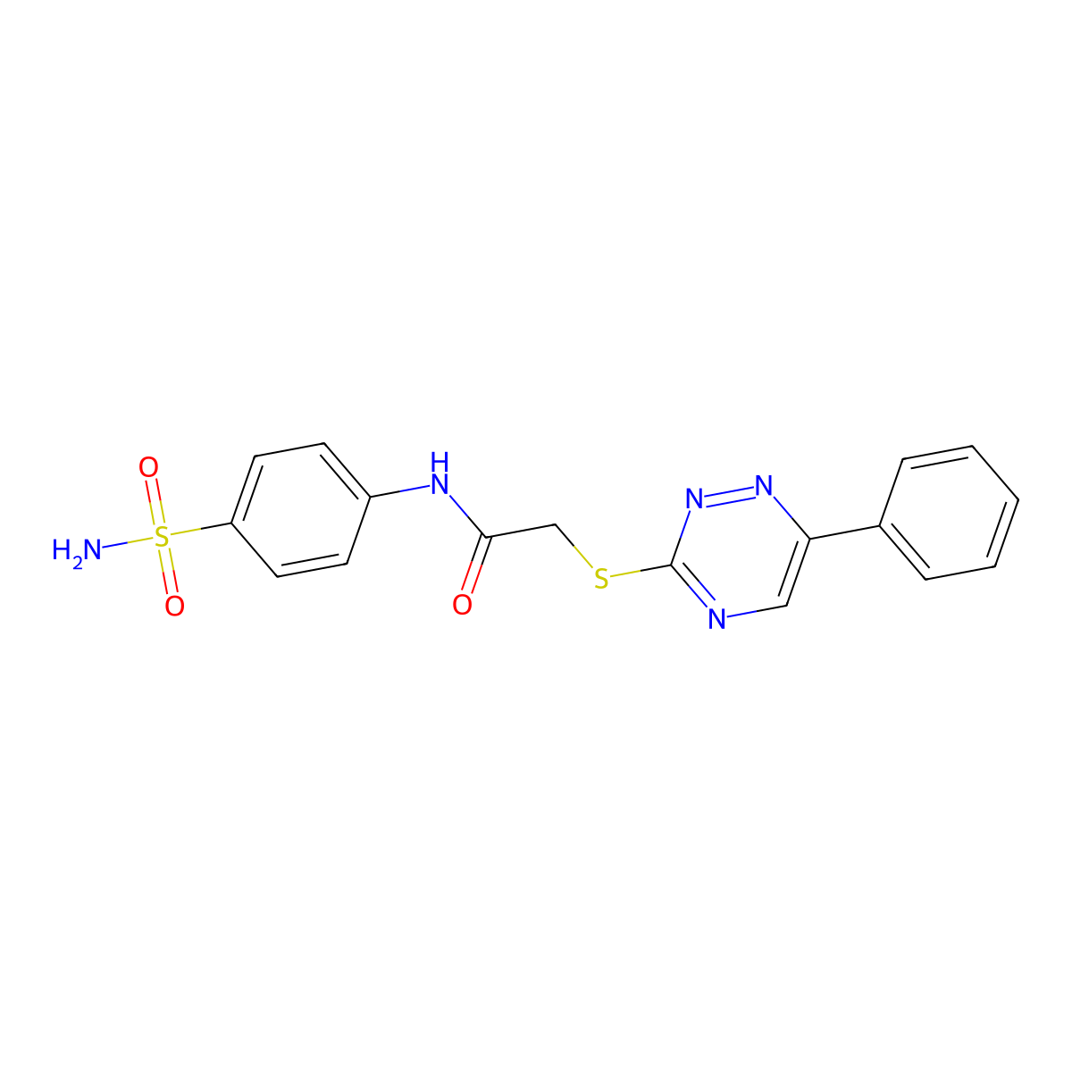 2-[(6-phenyl-1,2,4-triazin-3-yl)sulfanyl]-N-(4-sulfamoylphenyl)acetamide molecular structure, CAS 710982-43-7