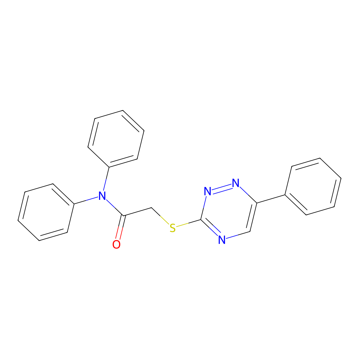 N,N-diphenyl-2-[(6-phenyl-1,2,4-triazin-3-yl)sulfanyl]acetamide molecular structure, CAS 710982-53-9