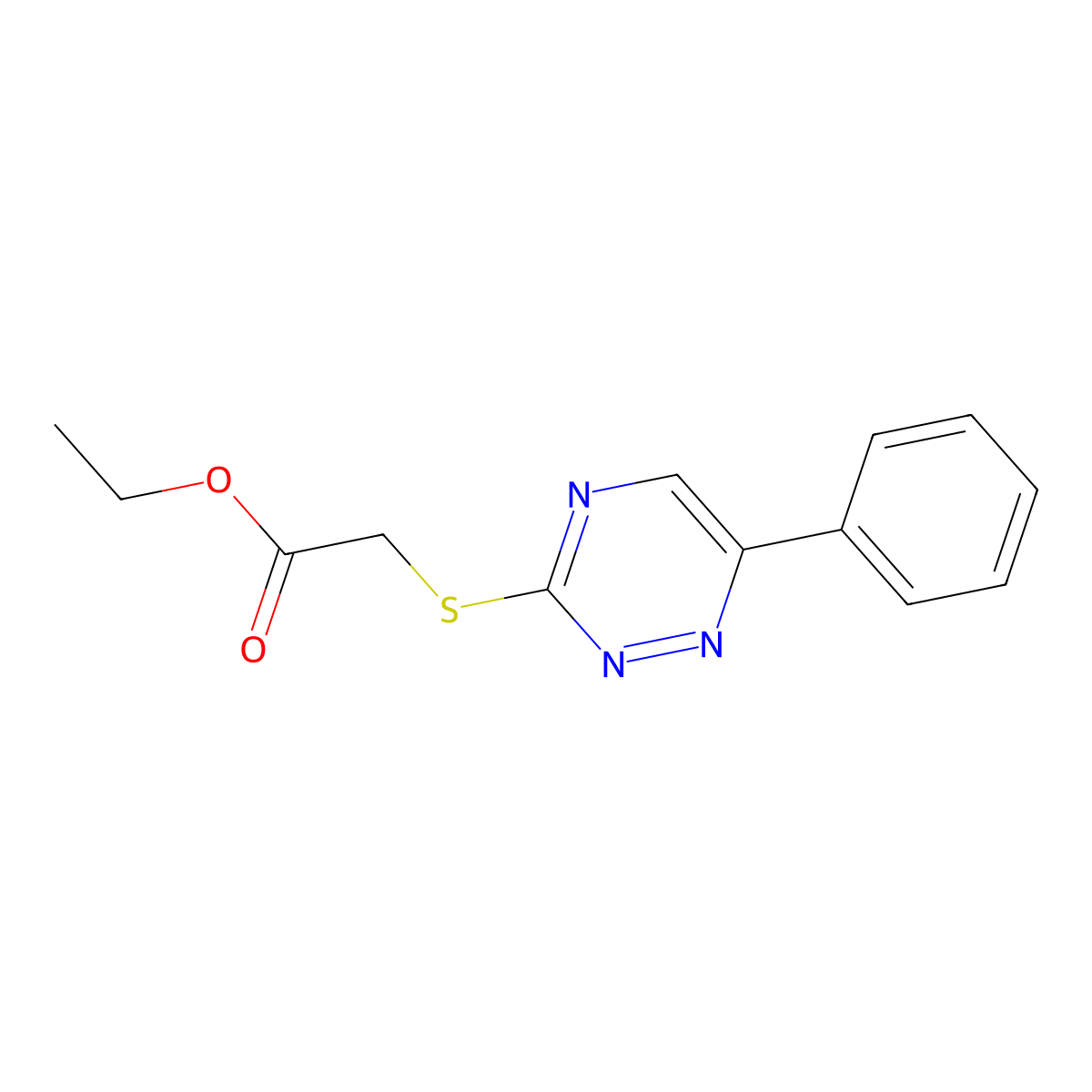 Ethyl 2-[(6-phenyl-1,2,4-triazin-3-yl)sulfanyl]acetate molecular structure, CAS 710982-58-4