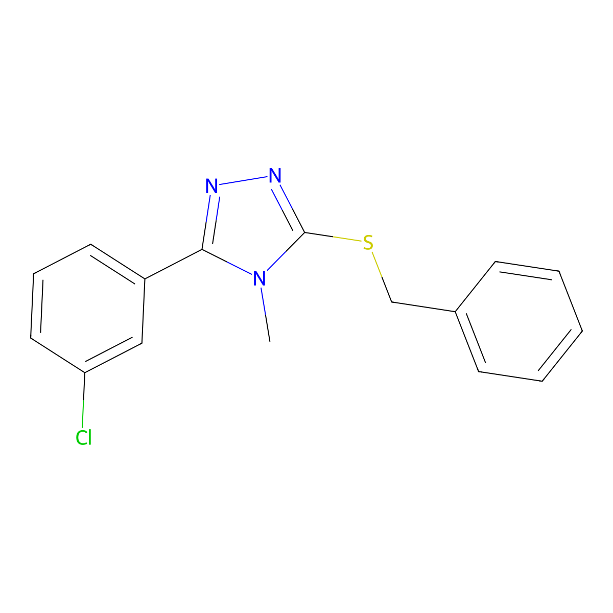 3-Benzylsulfanyl-5-(3-chlorophenyl)-4-methyl-1,2,4-triazole molecular structure, CAS 710982-63-1