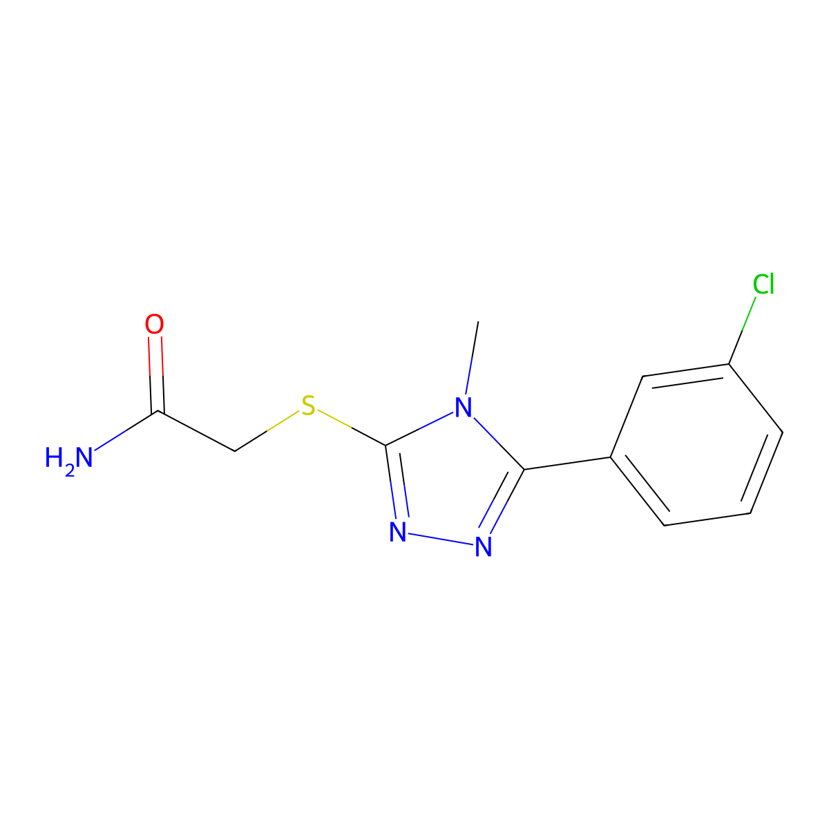 2-[[5-(3-Chlorophenyl)-4-methyl-1,2,4-triazol-3-yl]sulfanyl]acetamide molecular structure, CAS 710982-70-0