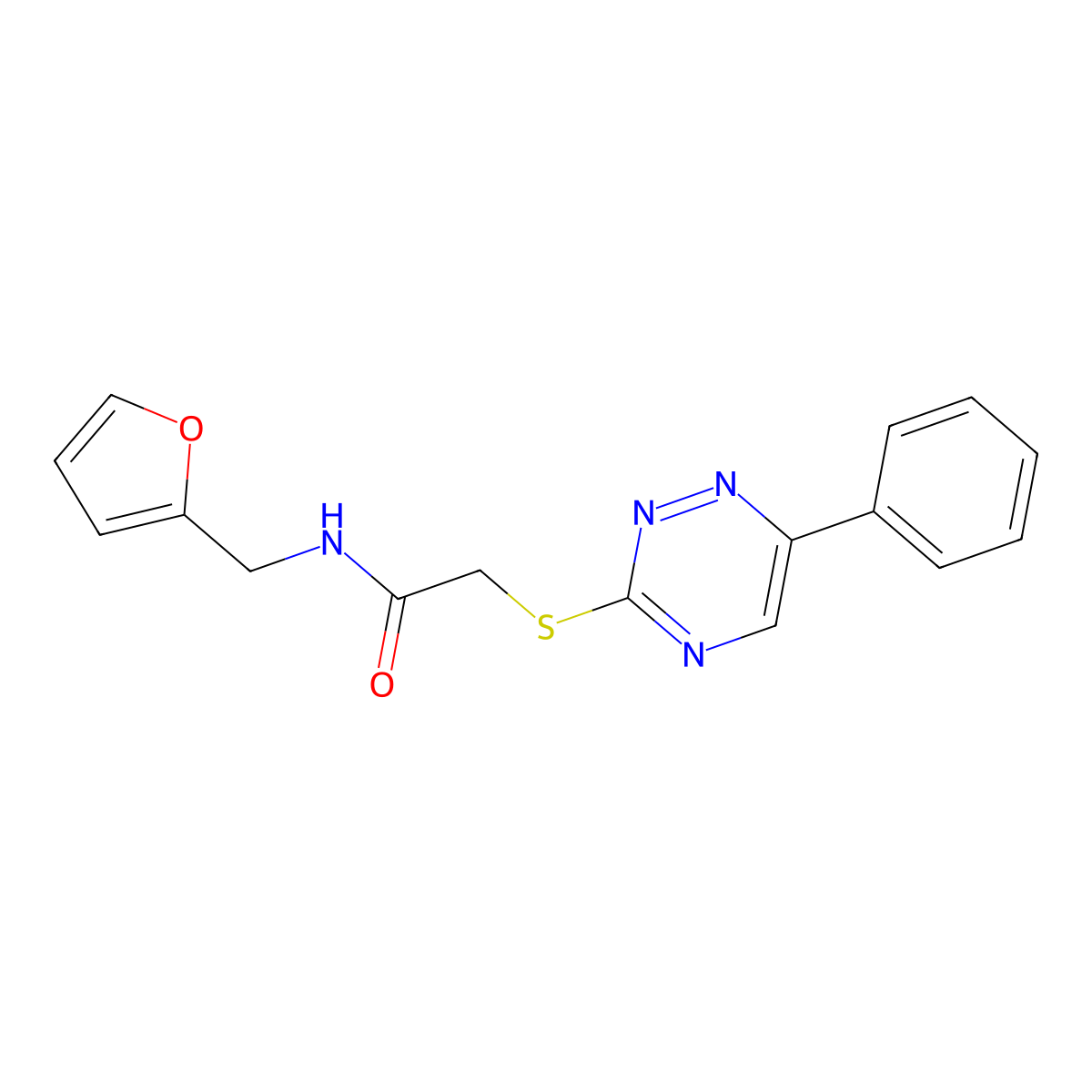 N-(furan-2-ylmethyl)-2-[(6-phenyl-1,2,4-triazin-3-yl)sulfanyl]acetamide molecular structure, CAS 710982-73-3