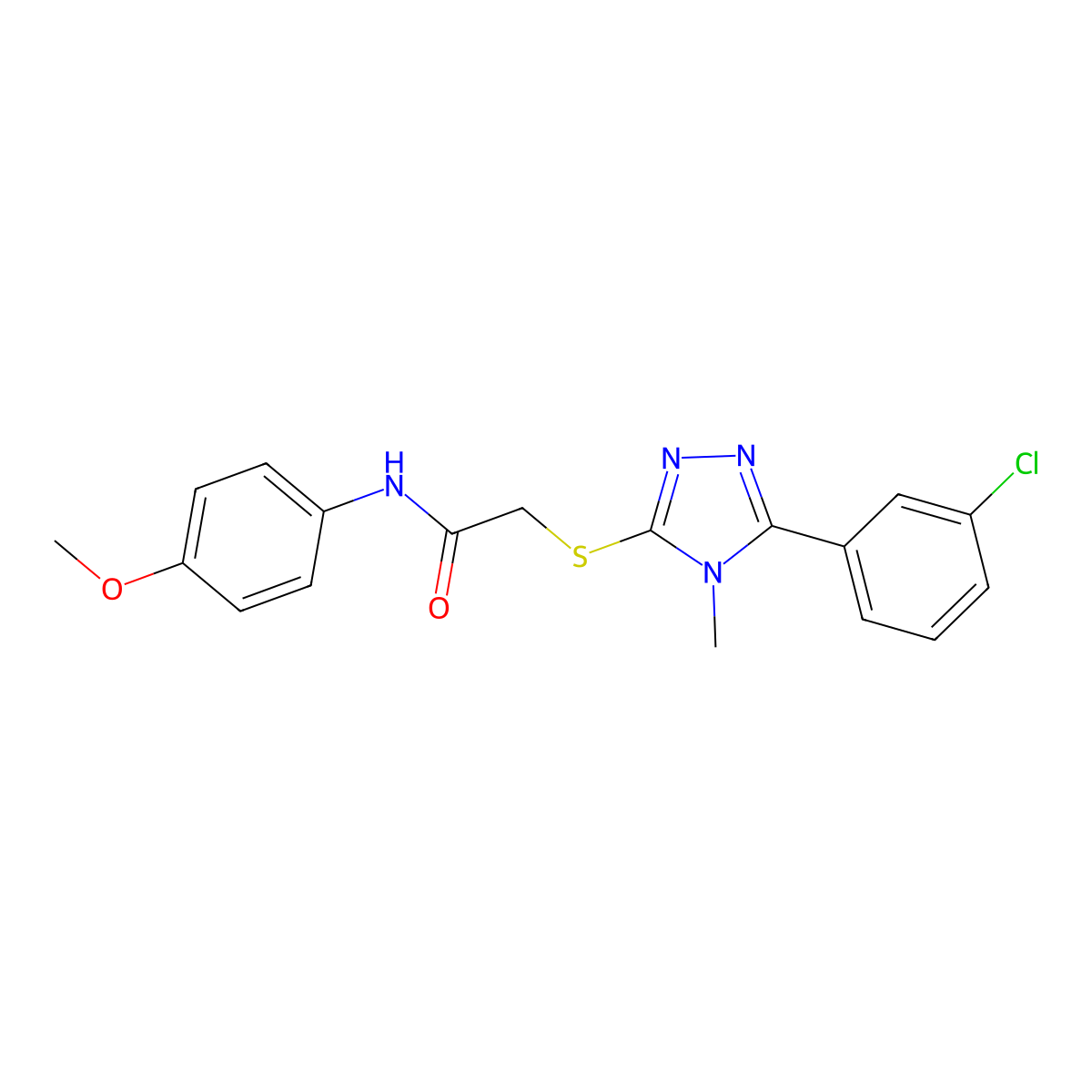2-[[5-(3-chlorophenyl)-4-methyl-1,2,4-triazol-3-yl]sulfanyl]-N-(4-methoxyphenyl)acetamide molecular structure, CAS 710982-80-2