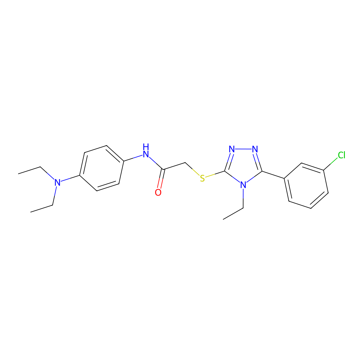 2-[[5-(3-chlorophenyl)-4-ethyl-1,2,4-triazol-3-yl]sulfanyl]-N-[4-(diethylamino)phenyl]acetamide molecular structure, CAS 710982-92-6