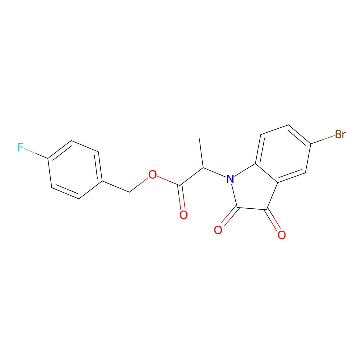 4-fluorobenzyl 2-(5-bromo-2,3-dioxo-2,3-dihydro-1H-indol-1-yl)propanoate molecular structure, CAS 710983-02-1