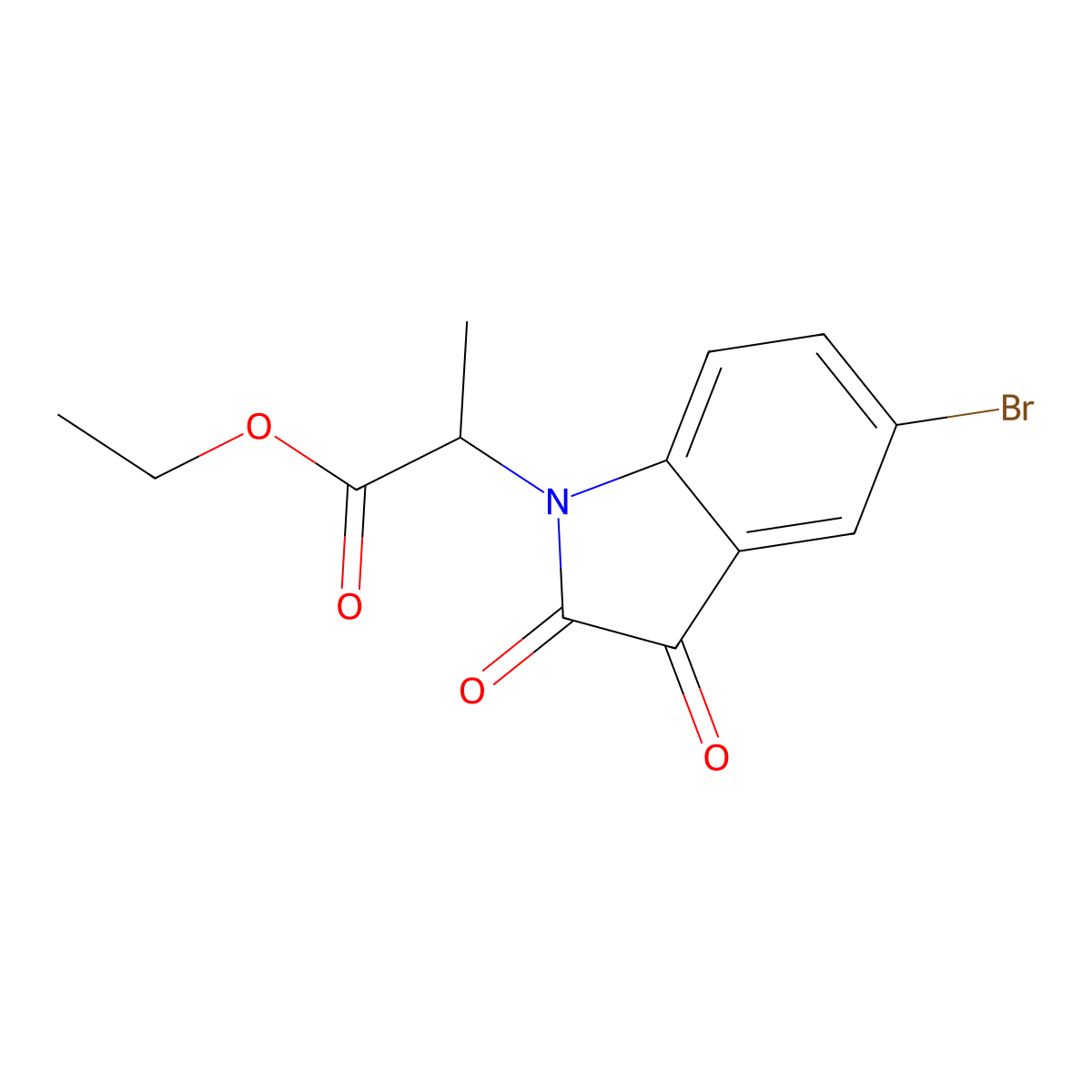 Ethyl 2-(5-bromo-2,3-dioxoindol-1-yl)propanoate molecular structure, CAS 710983-44-1
