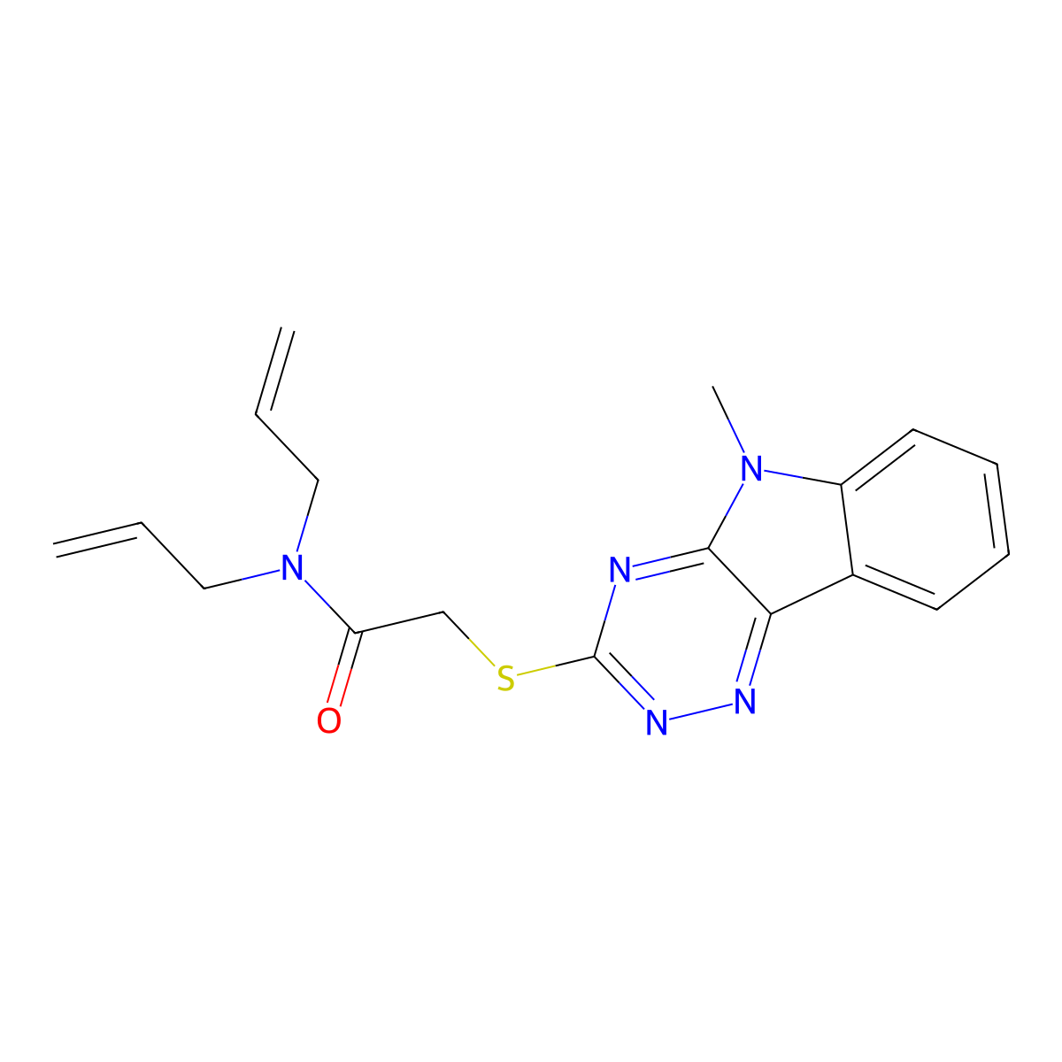 2-[(5-methyl-[1,2,4]triazino[5,6-b]indol-3-yl)sulfanyl]-N,N-bis(prop-2-enyl)acetamide molecular structure, CAS 710983-57-6