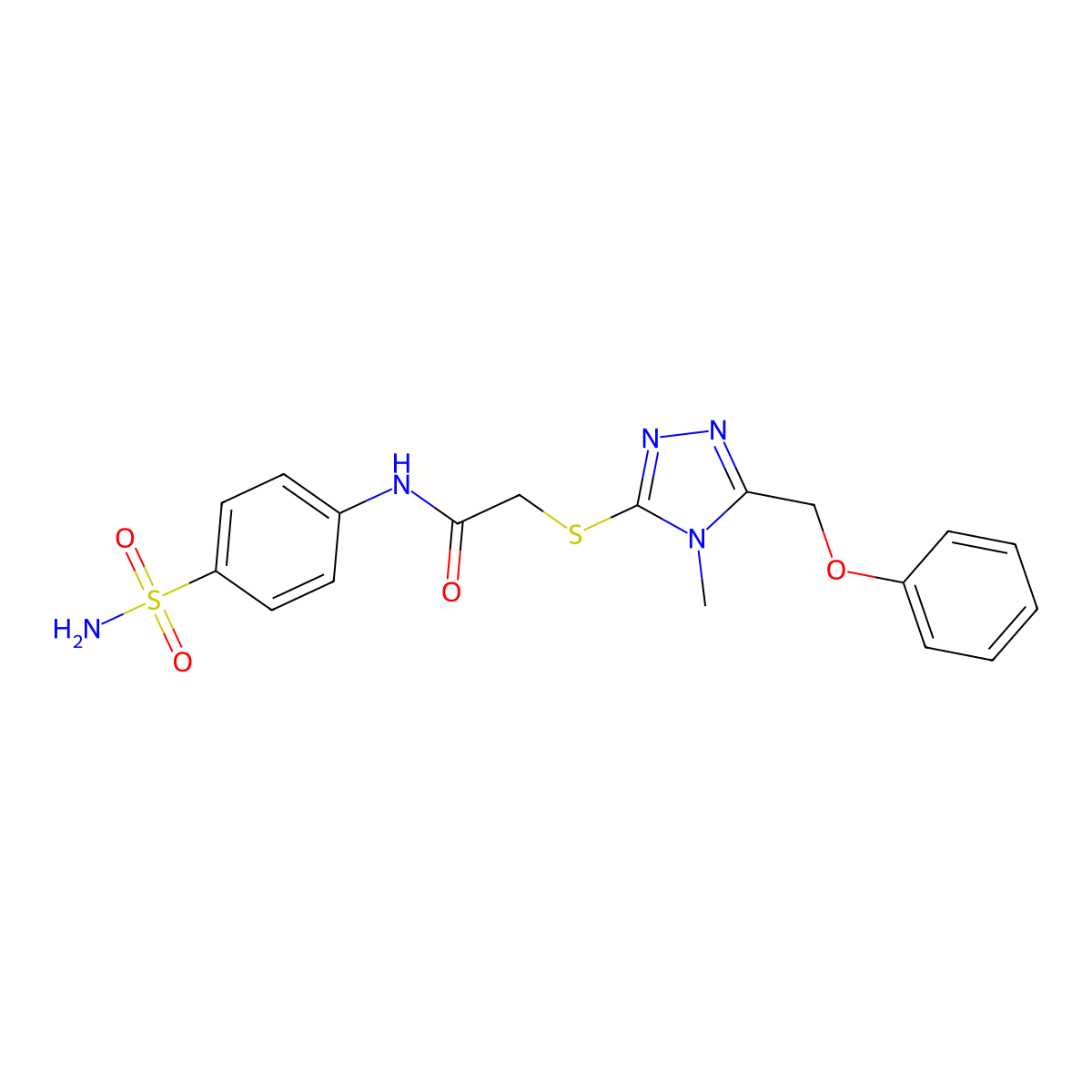 2-[[4-methyl-5-(phenoxymethyl)-1,2,4-triazol-3-yl]sulfanyl]-N-(4-sulfamoylphenyl)acetamide molecular structure, CAS 710983-68-9