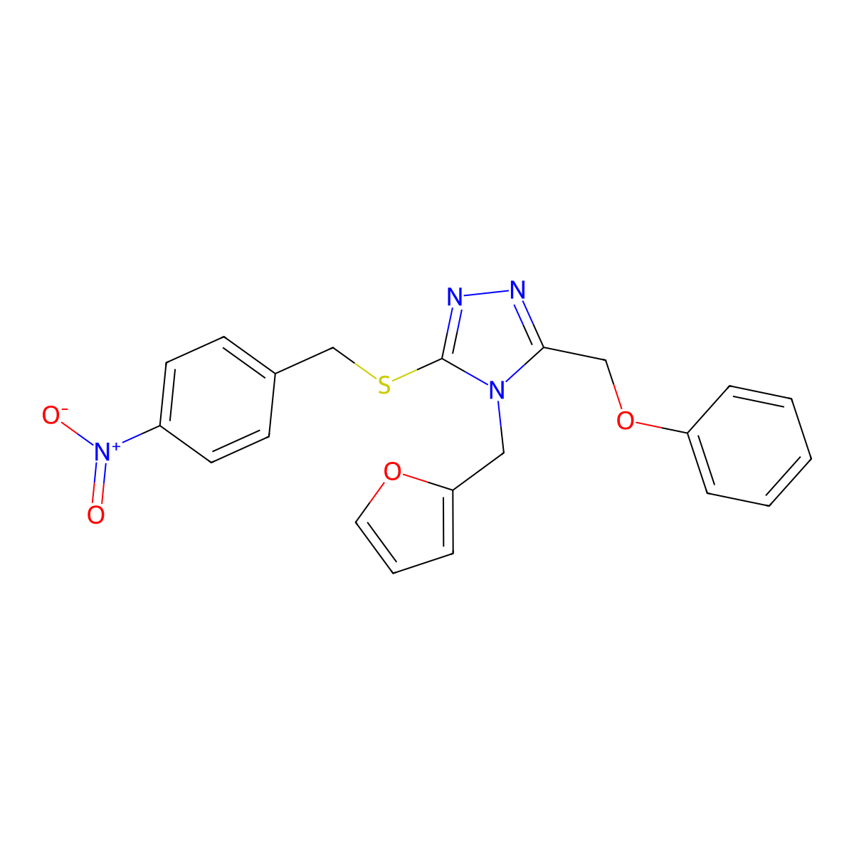4-(Furan-2-ylmethyl)-3-[(4-nitrophenyl)methylsulfanyl]-5-(phenoxymethyl)-1,2,4-triazole molecular structure, CAS 710984-06-8